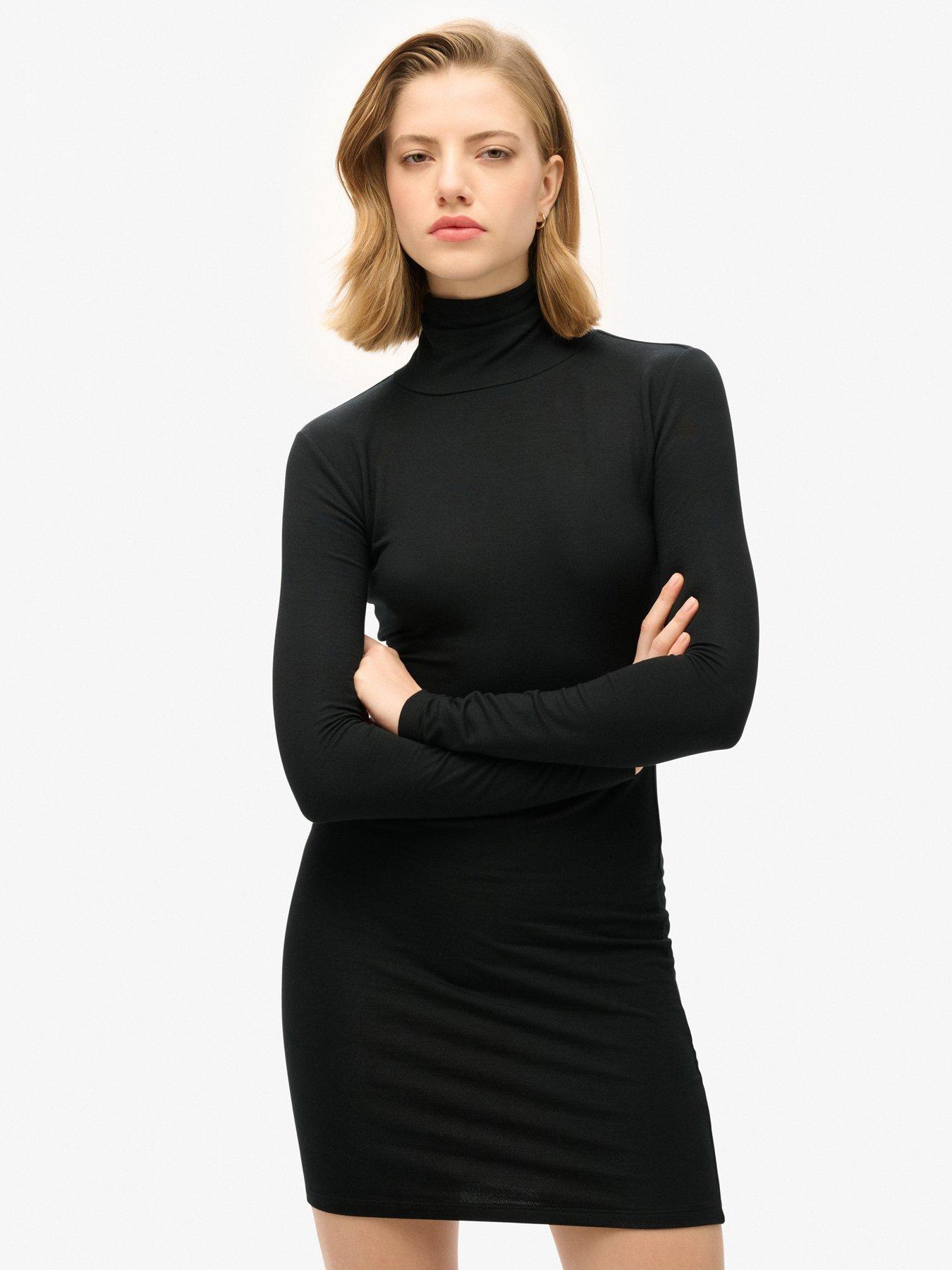 superdry-high-neck-mini-dress-black