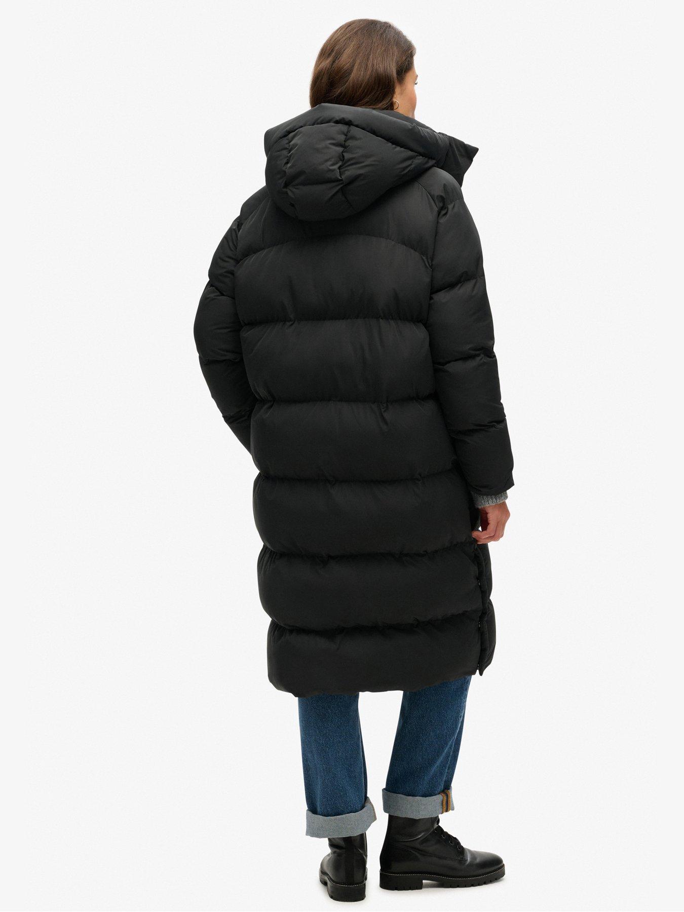 Image 2 of 6 of Superdry Longline Hooded Padded Jacket - Black