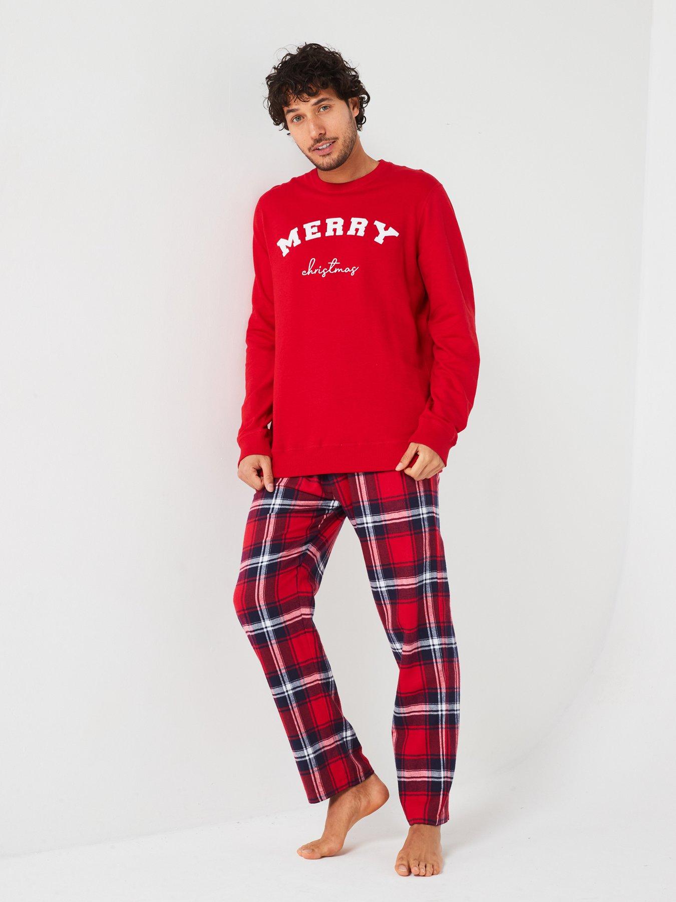 very-man-mens-family-nightwear-christmas-pj-sweat-slogan-top-amp-woven-check-bottoms-redstillFront