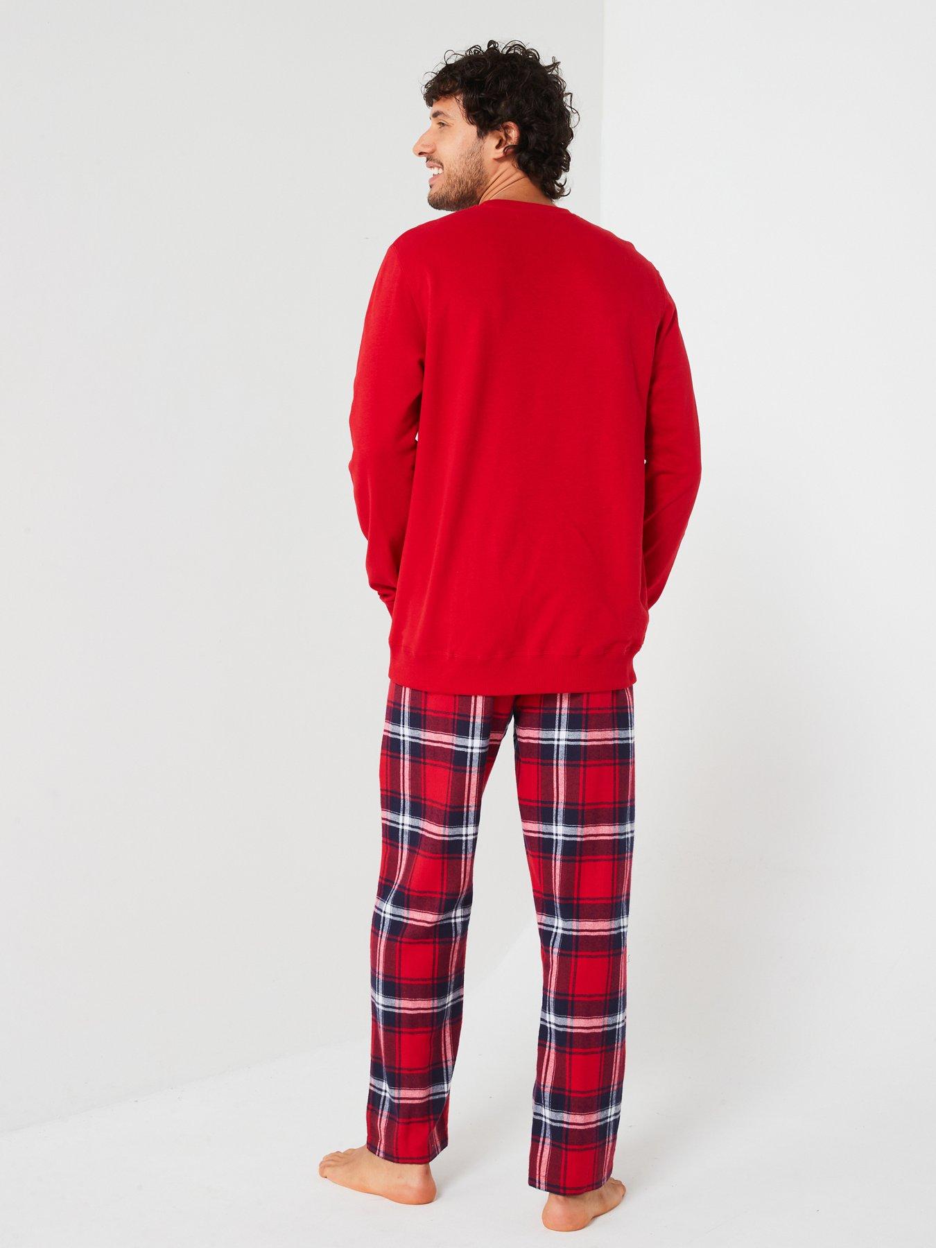 very-man-mens-family-nightwear-christmas-pj-sweat-slogan-top-amp-woven-check-bottoms-redback