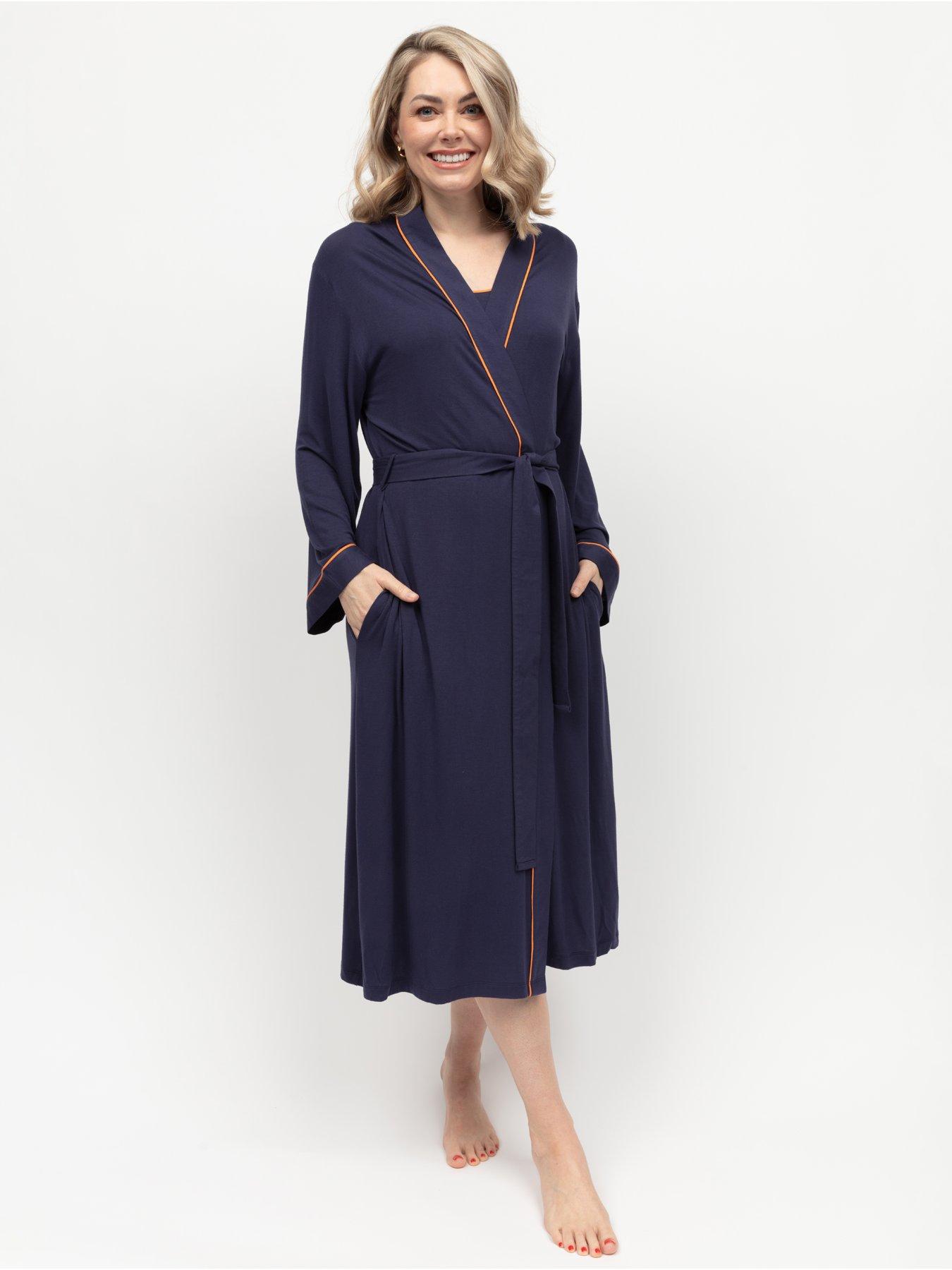 undefined Cyberjammies Taylor Navy Jersey Long Dressing Gown - Blue