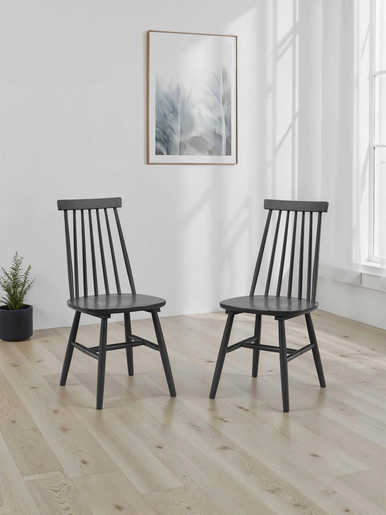Julian Bowen Set Of 2 Alassio Spindle Back Dining Chairs - Black
