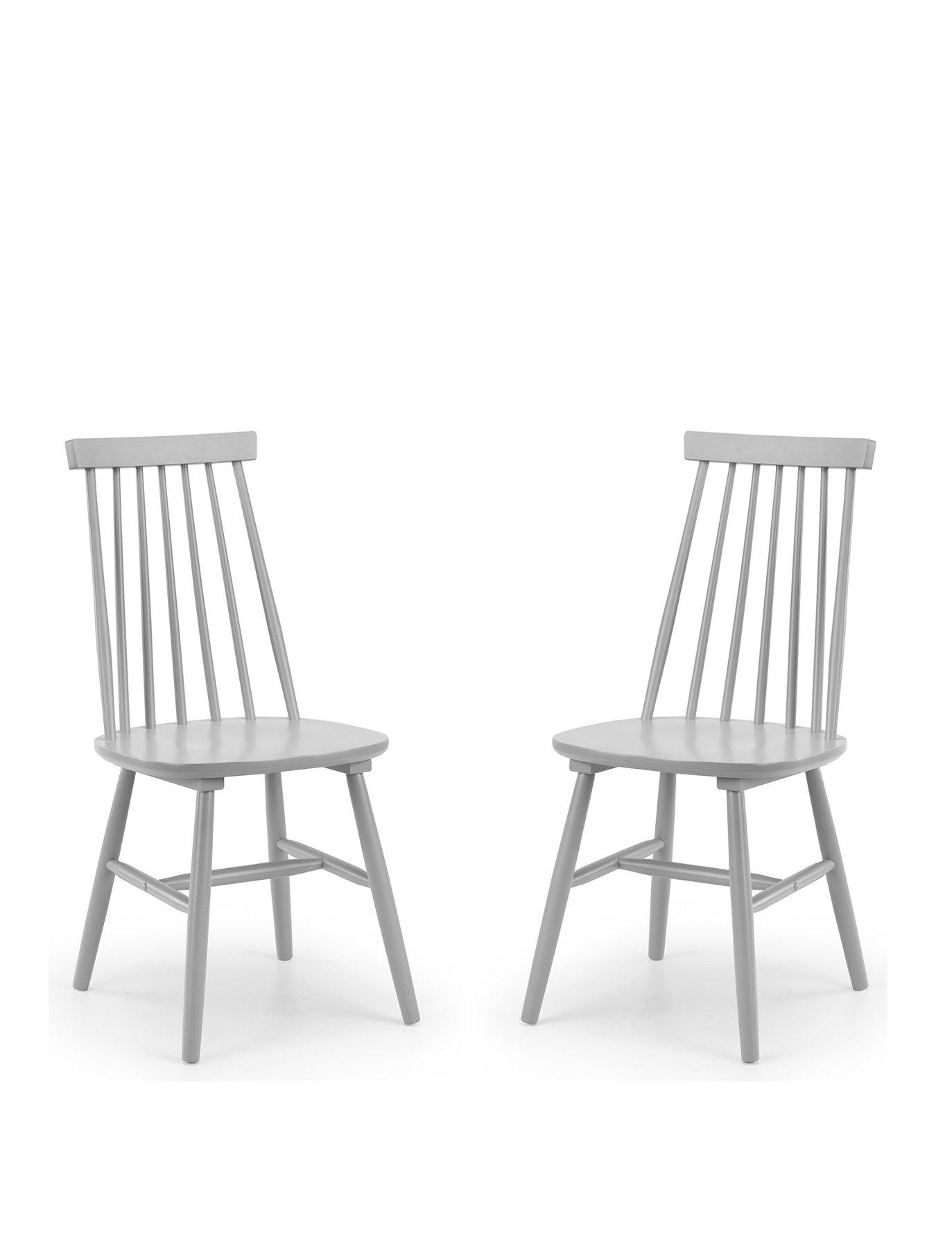 undefined Set Of 2 Alassio Spindle Back Dining Chairs - Grey