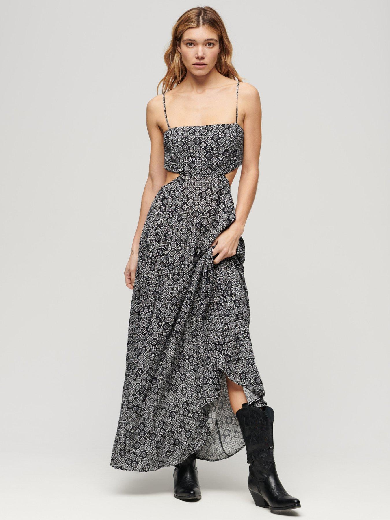 superdry-sheered-back-maxi-dress-blackfront