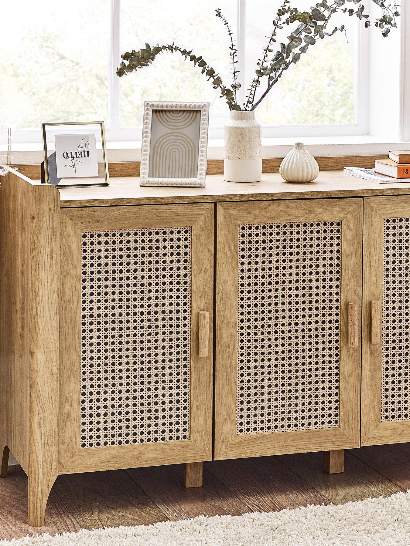 julian-bowen-sydney-oak-and-rattan-effect-3-door-sideboard