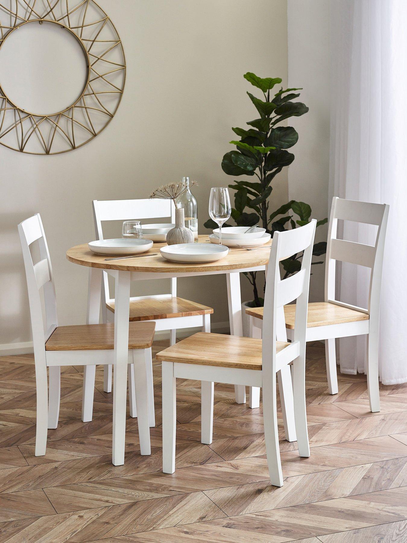 Julian Bowen Linwood Round Drop Leaf Table - Natural Top