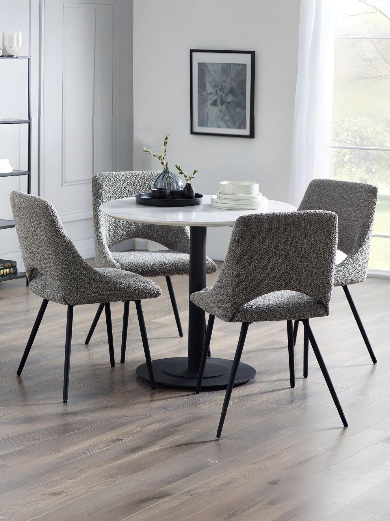 Julian Bowen Luca Round Table & 4 Iris Grey Chairs