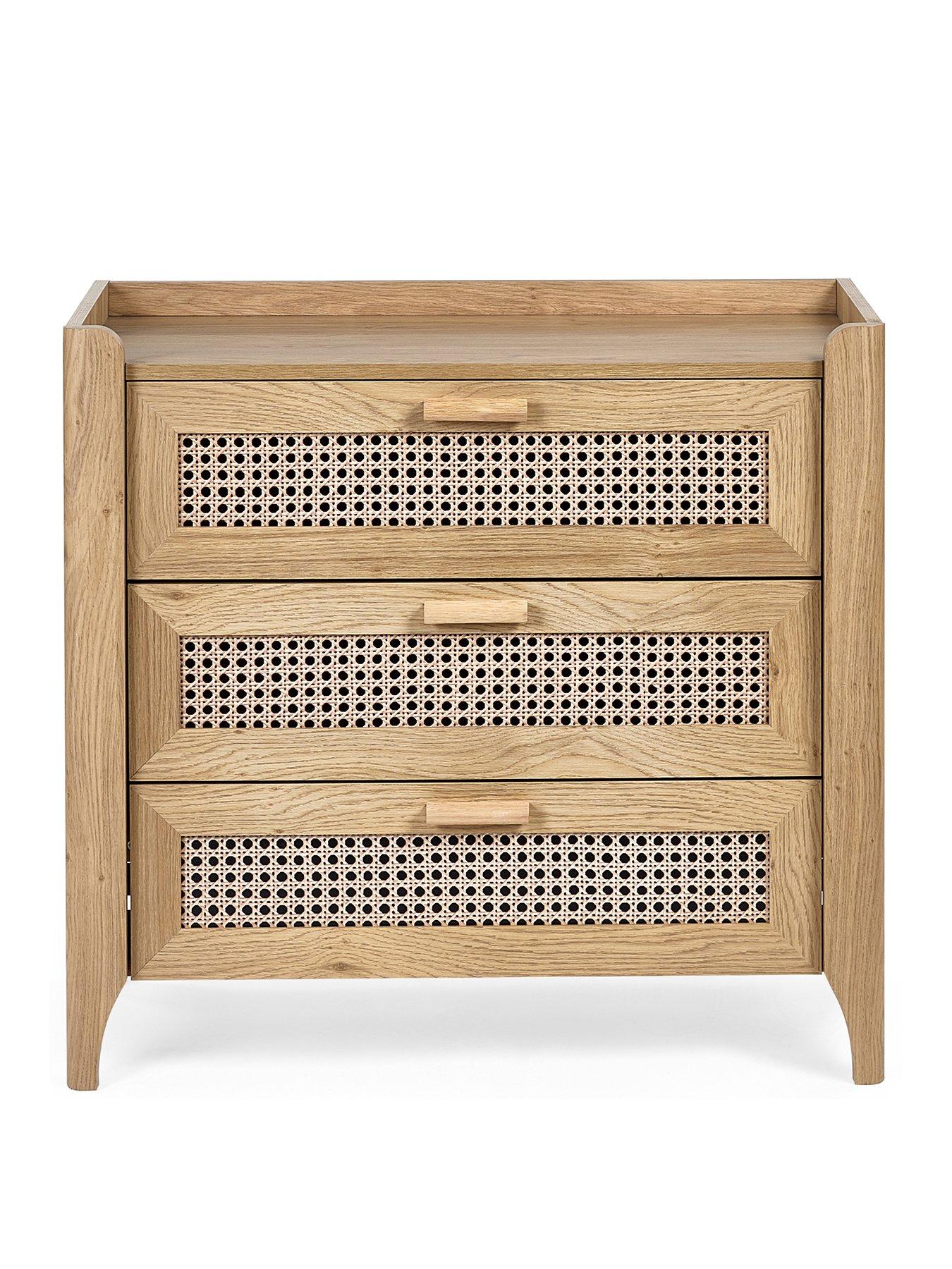 julian-bowen-sydney-oak-and-rattan-effect-3-drawer-cheststillFront