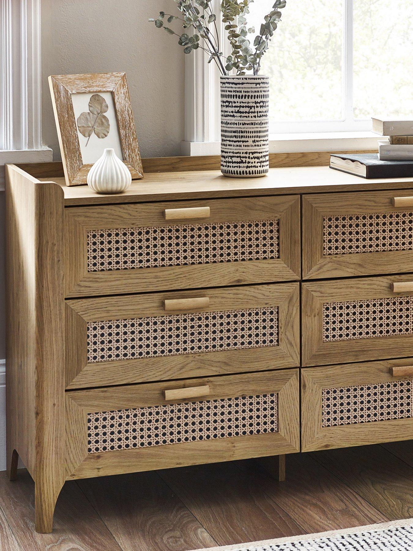 julian-bowen-sydney-oak-and-rattan-effect-6-drawer-wide-chest