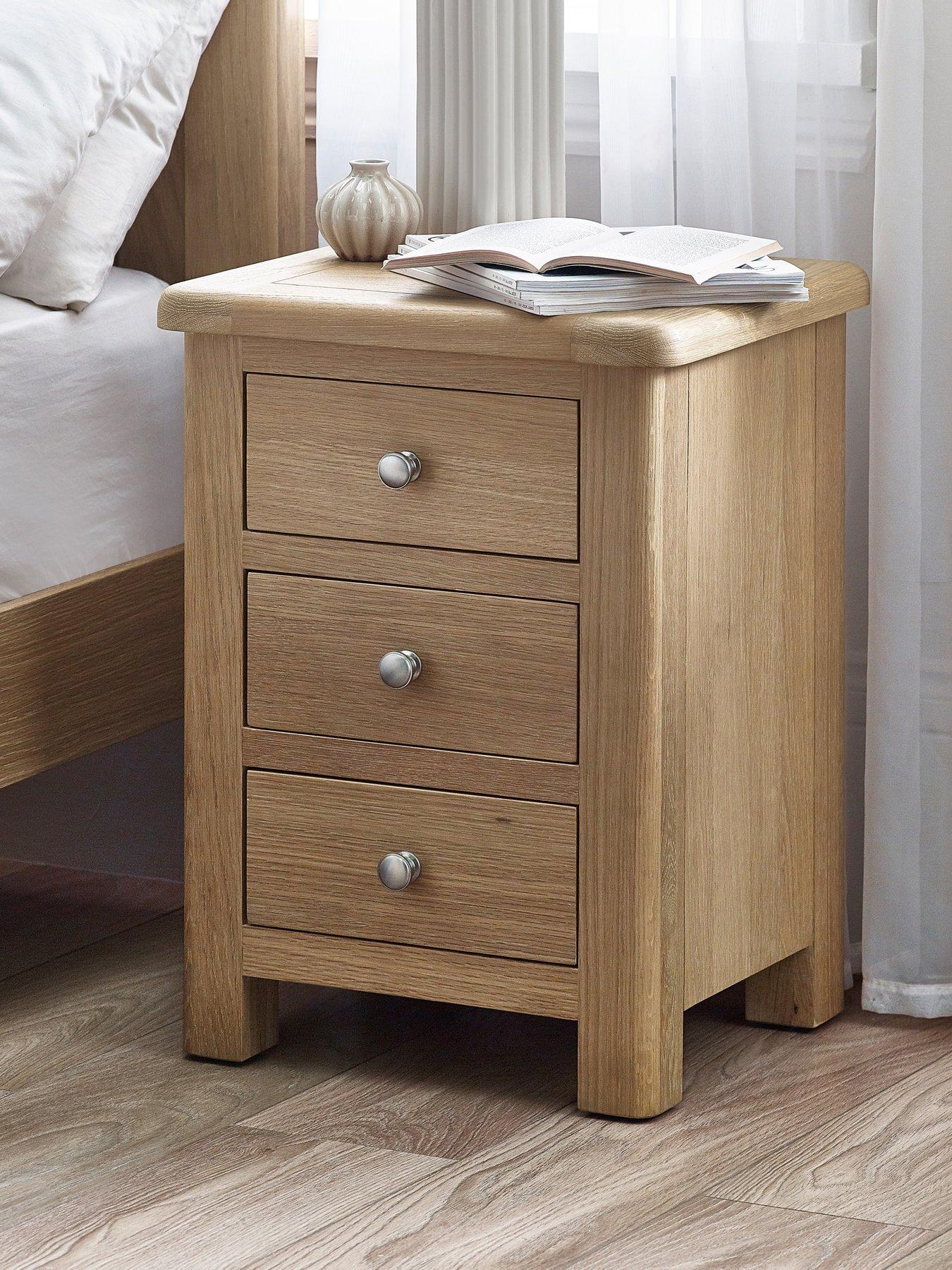 undefined Memphis Limed Oak 3 Drawer Bedside