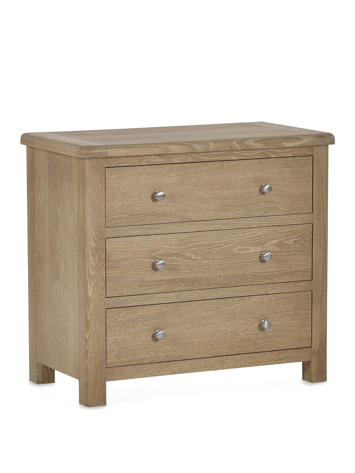 Image 2 of 7 of Julian Bowen Memphis Limed Oak 3 Drawer Chest