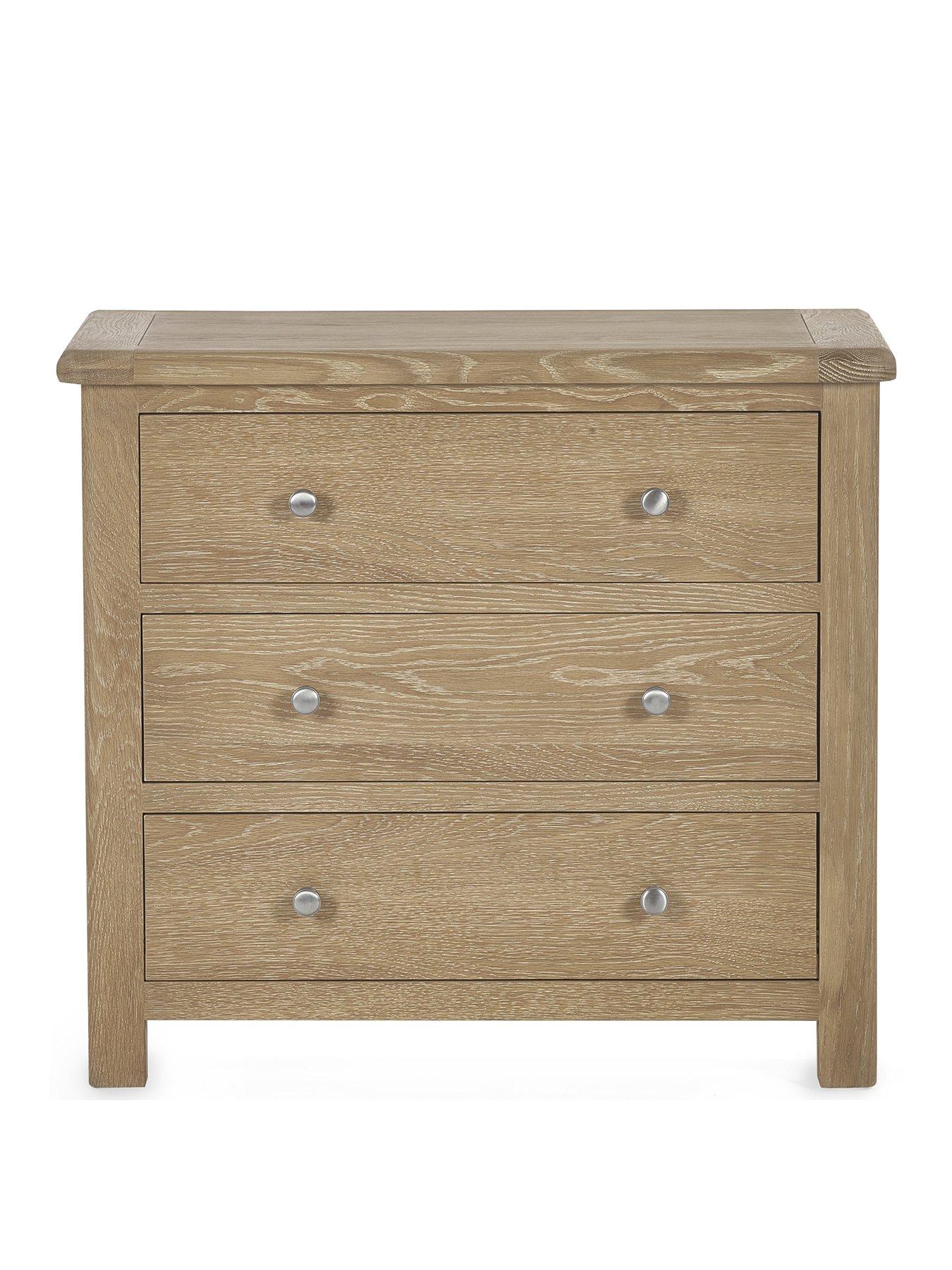 Image 3 of 7 of Julian Bowen Memphis Limed Oak 3 Drawer Chest
