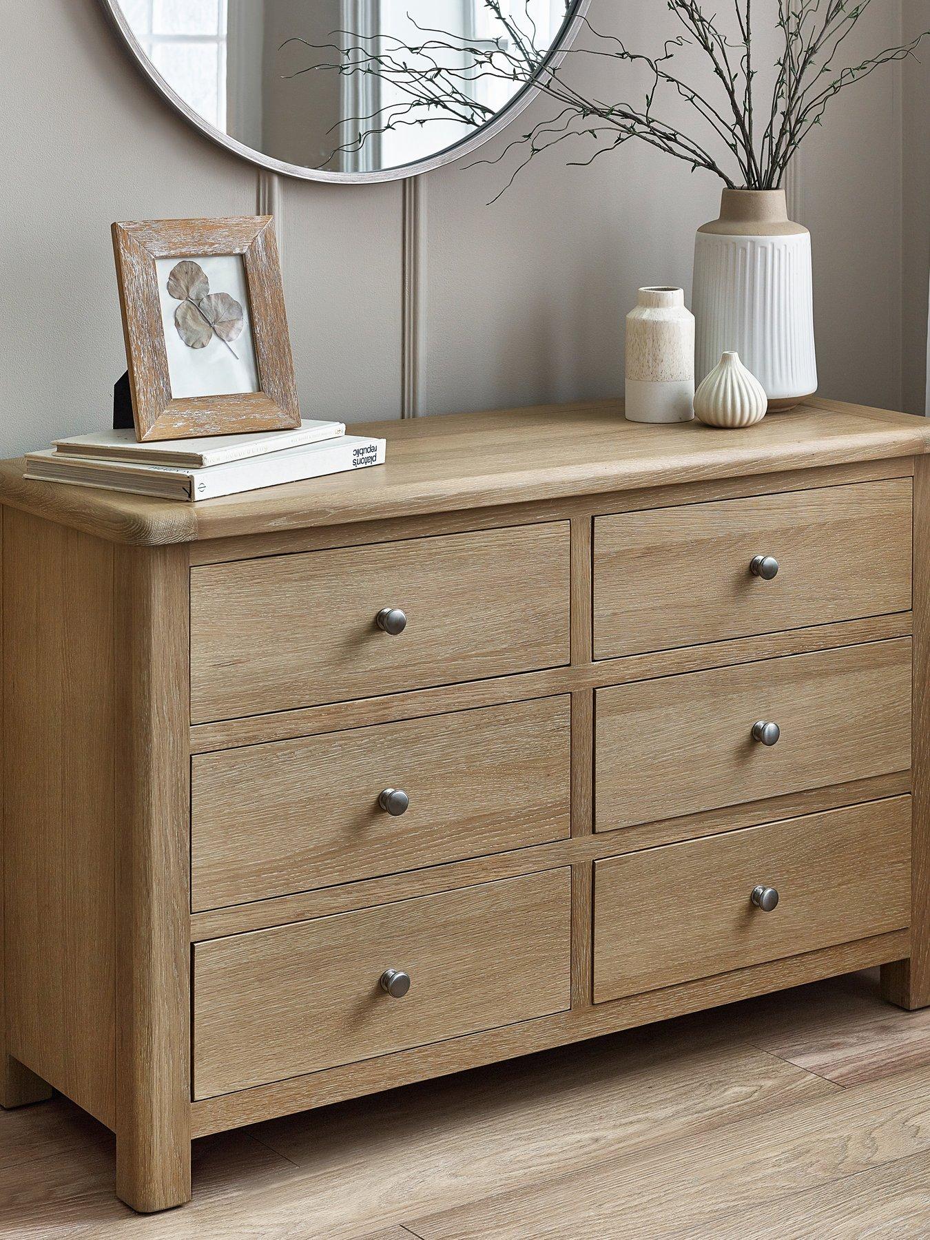 Image of Julian Bowen Memphis Limed Oak 6 Drawer Wide Chest