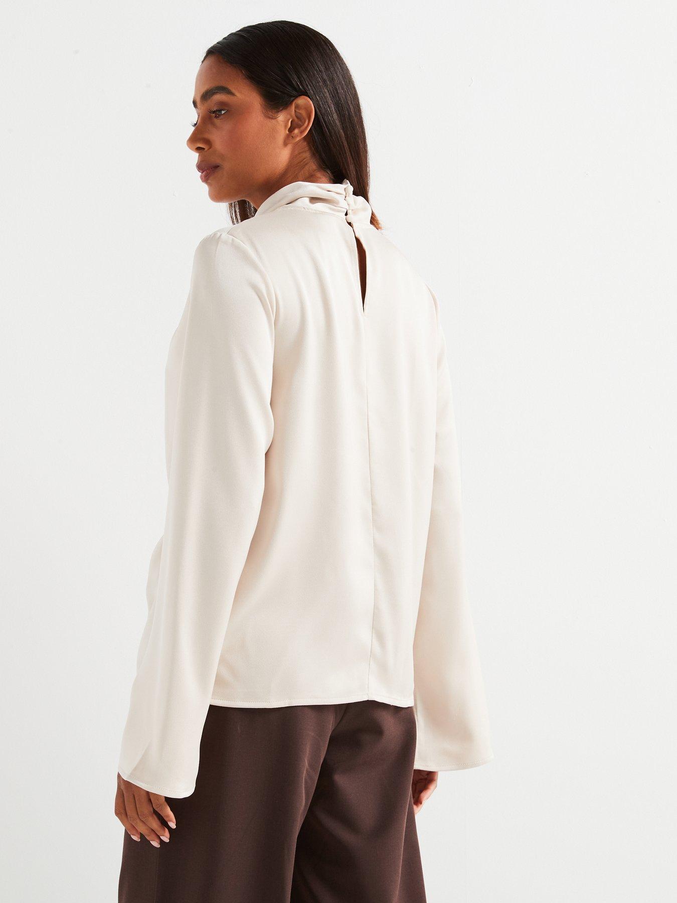 v-by-very-draped-satin-shell-blouse-beigestillFront