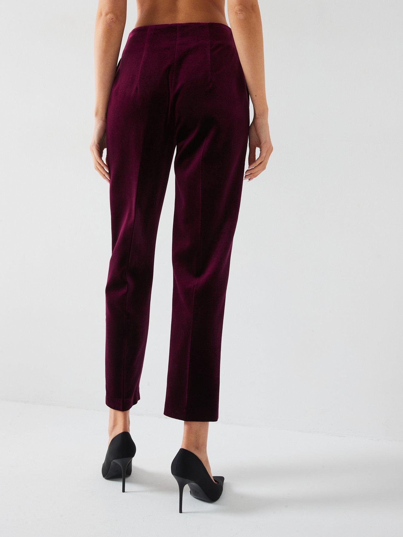 Image 2 of 5 of V by Very Velvet Slim Leg Trouser - Burgundy