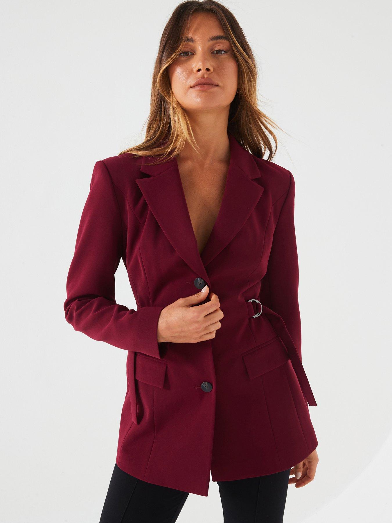 v-by-very-buckle-waisted-blazer-burgandy