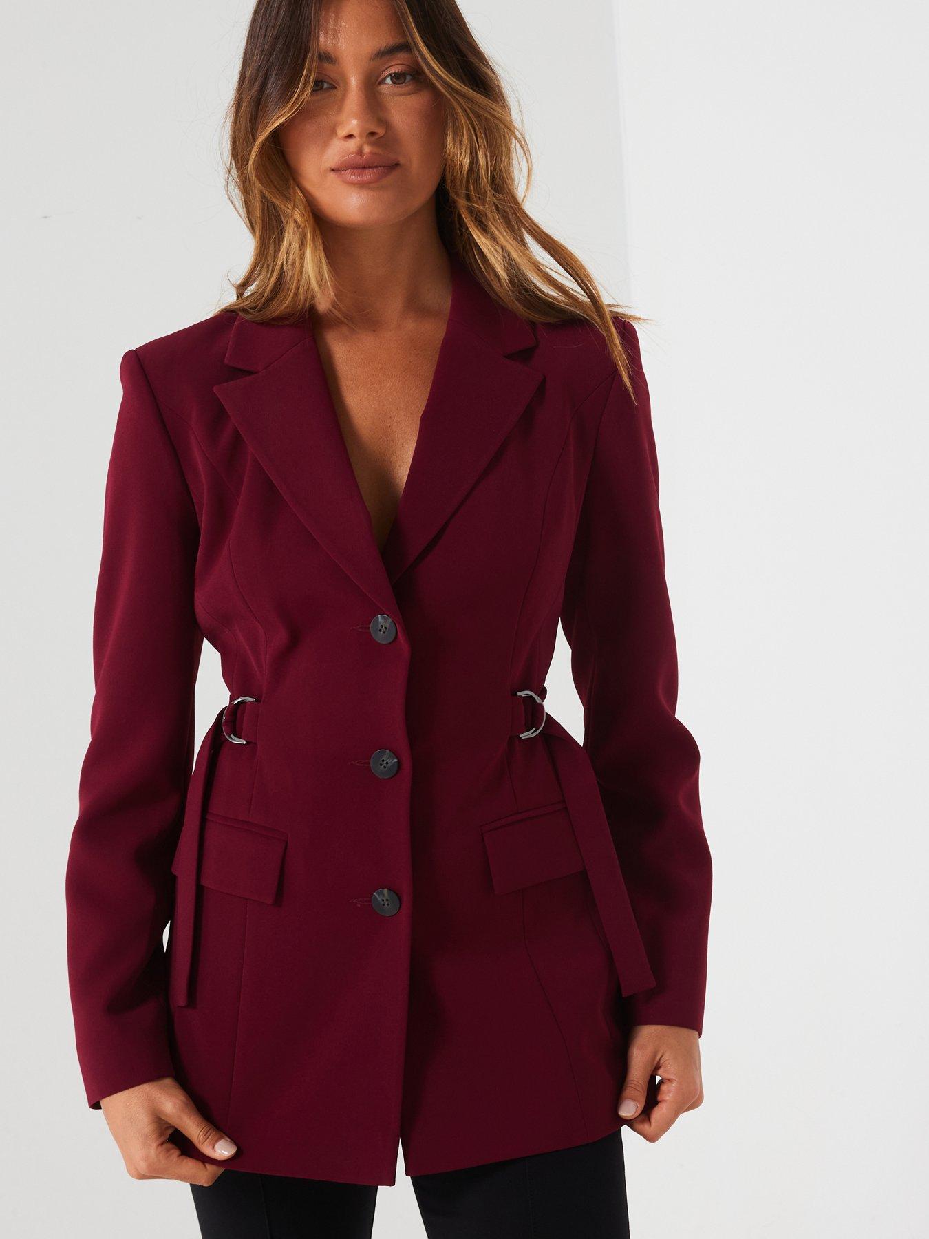 v-by-very-buckle-waisted-blazer-burgundyoutfit