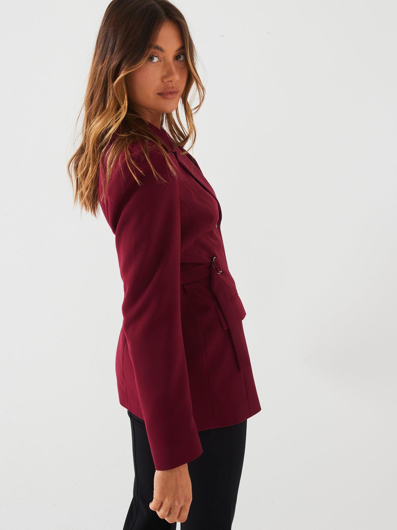 v-by-very-buckle-waisted-blazer-burgundydetail