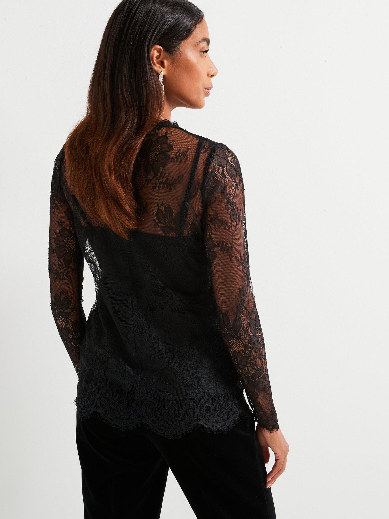 Image 2 of 6 of V by Very Lace Shell Top - Black