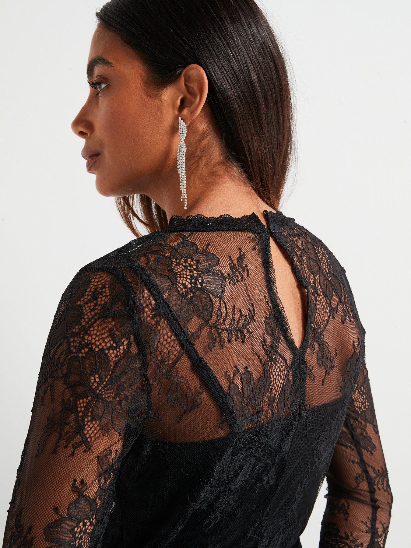 Image 4 of 6 of V by Very Lace Shell Top - Black