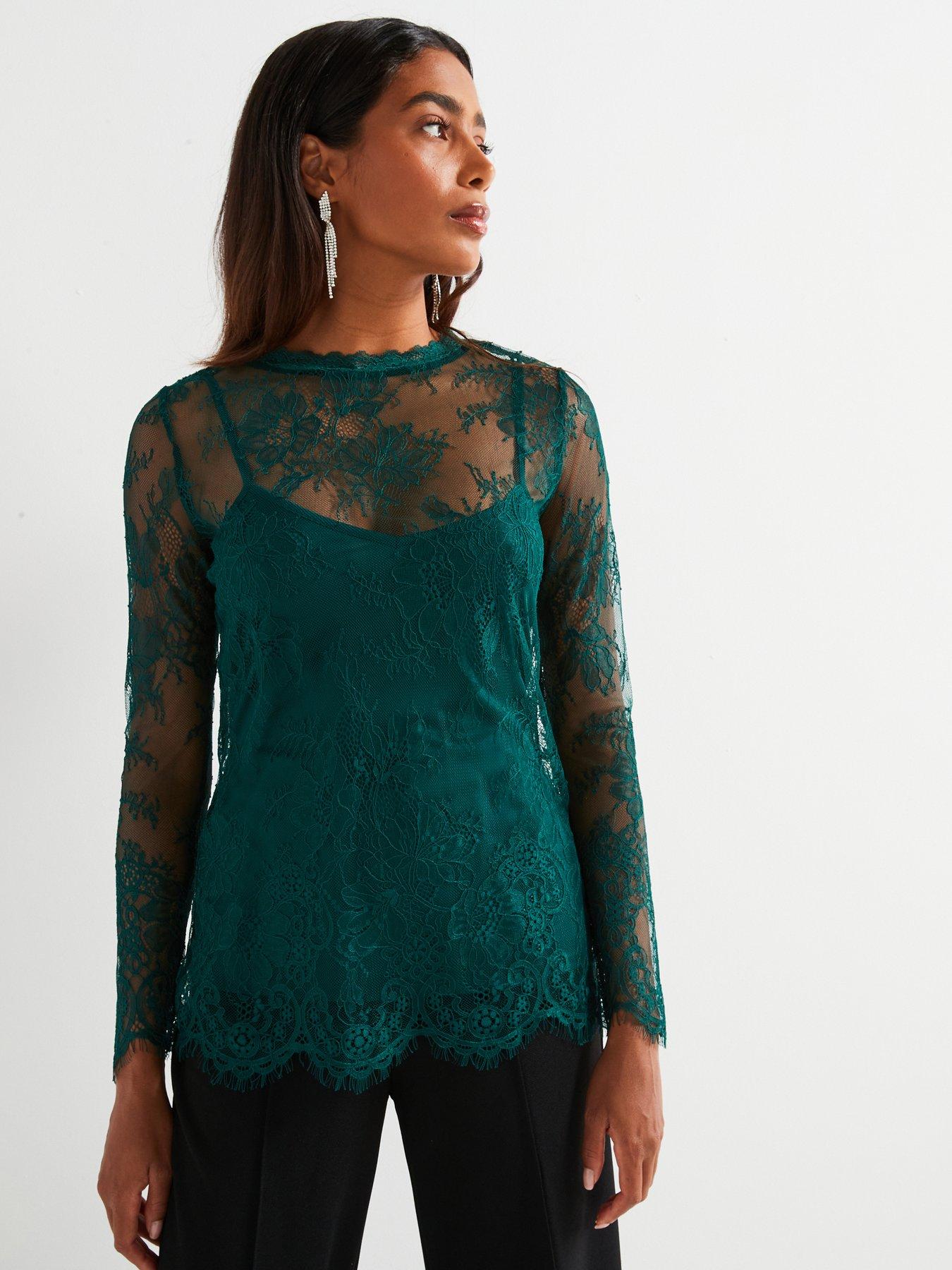 v-by-very-lace-shell-top-green