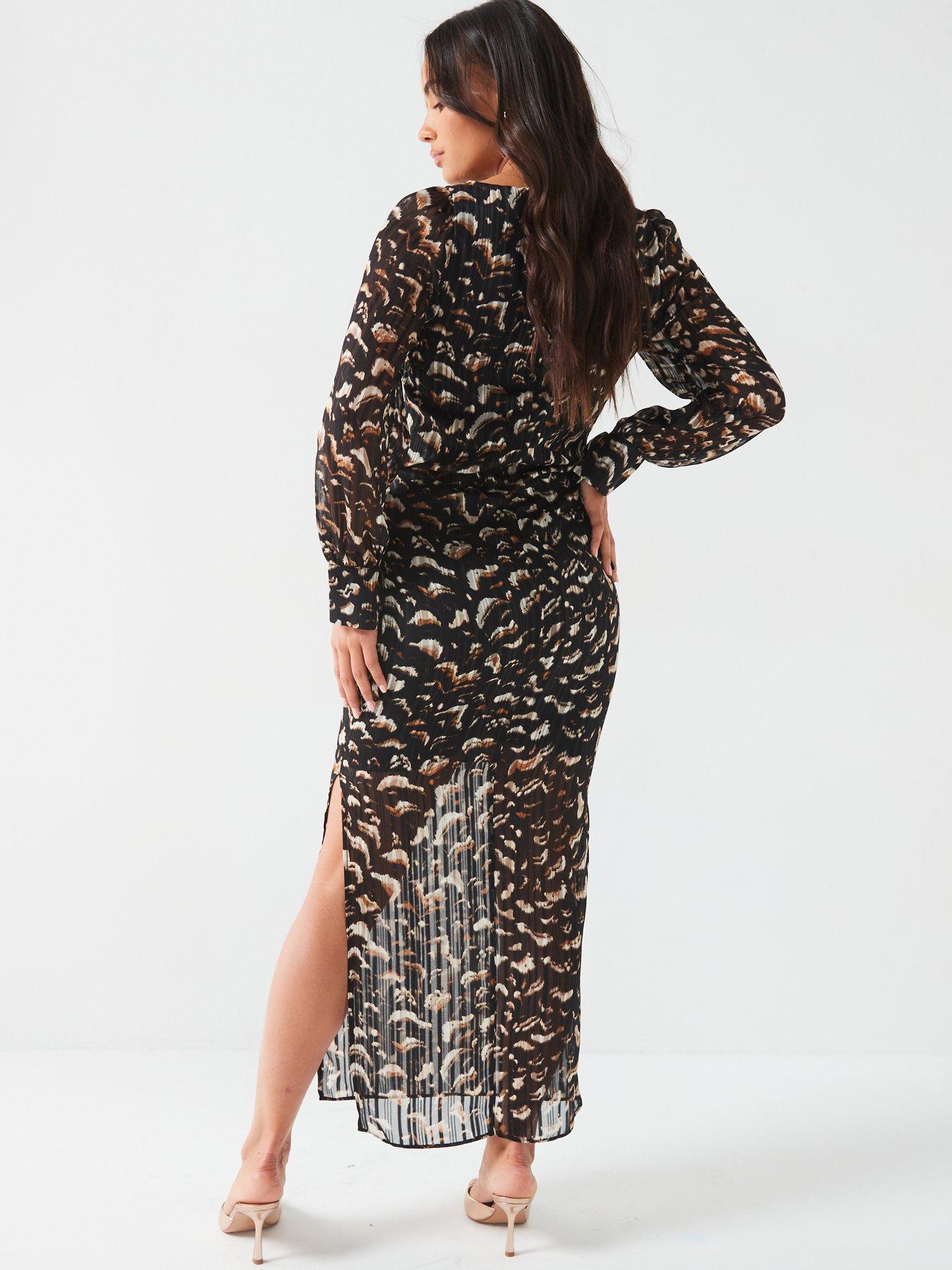 v-by-very-printed-midi-dress-feather-printstillFront