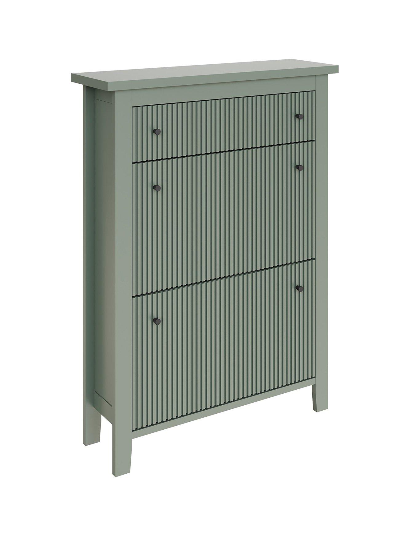 Image 2 of 7 of GFW Bliss 3 Drawer Shoe Cabinet - Green