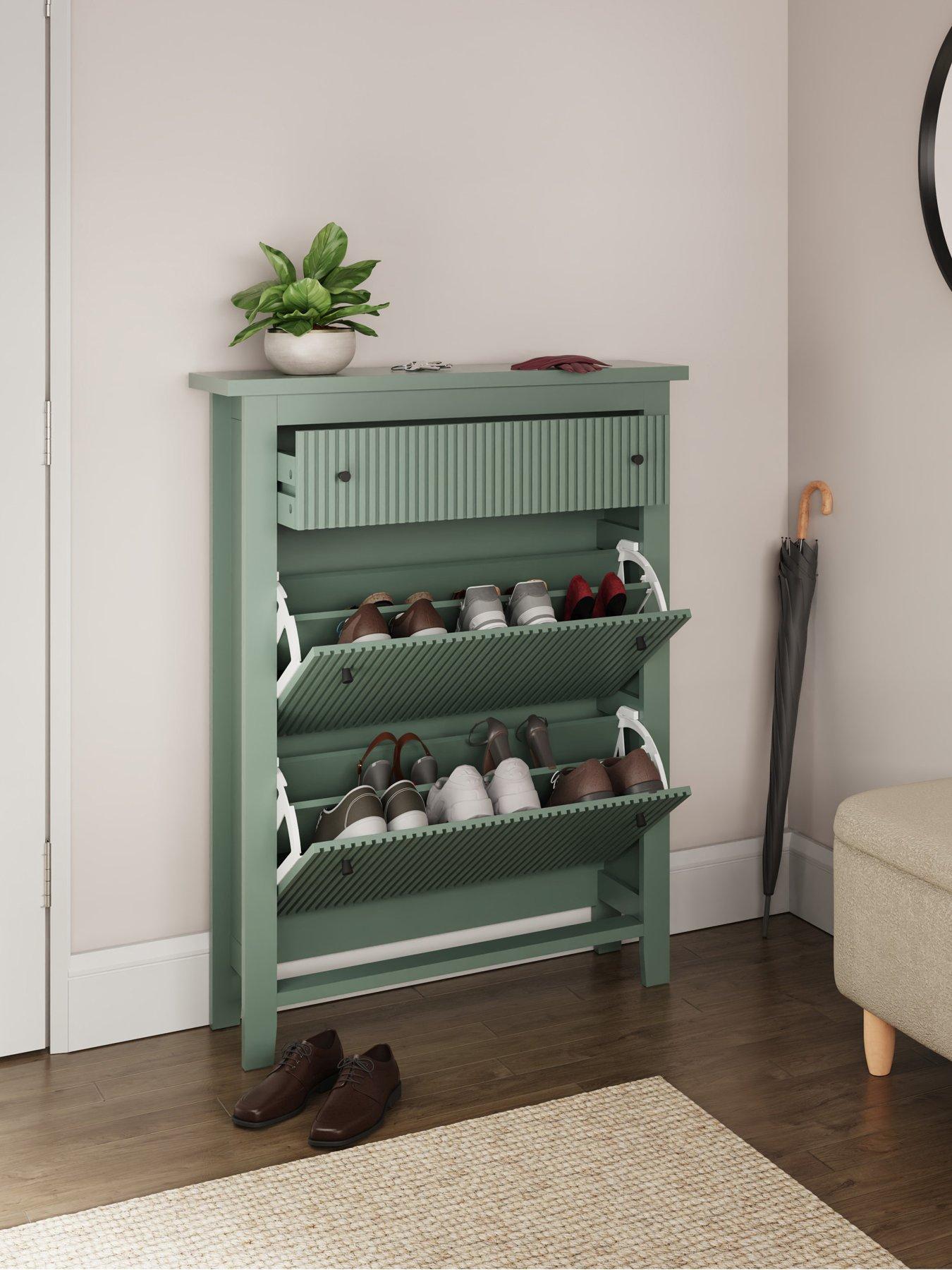 Image 3 of 7 of GFW Bliss 3 Drawer Shoe Cabinet - Green