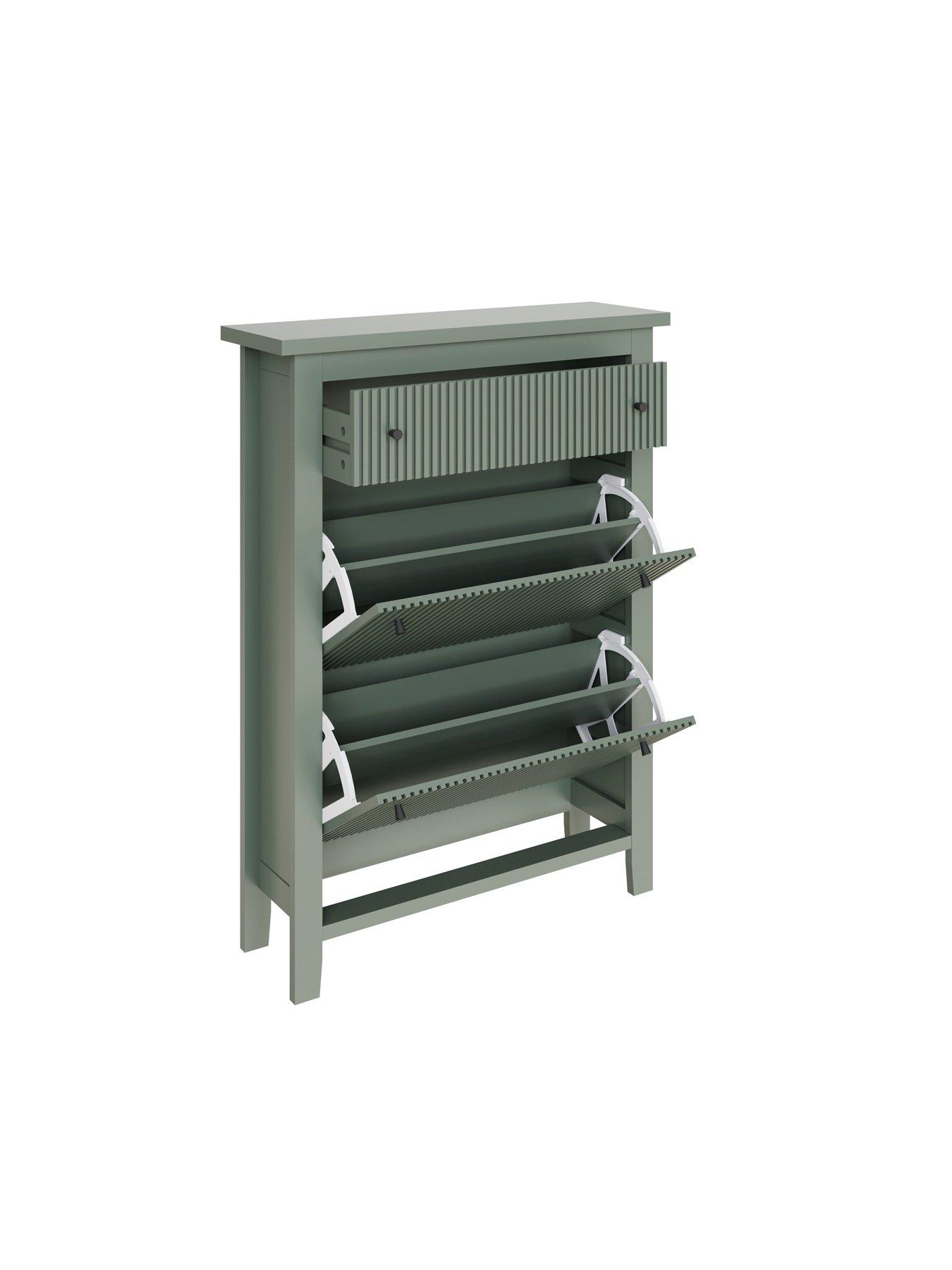 Image 4 of 7 of GFW Bliss 3 Drawer Shoe Cabinet - Green