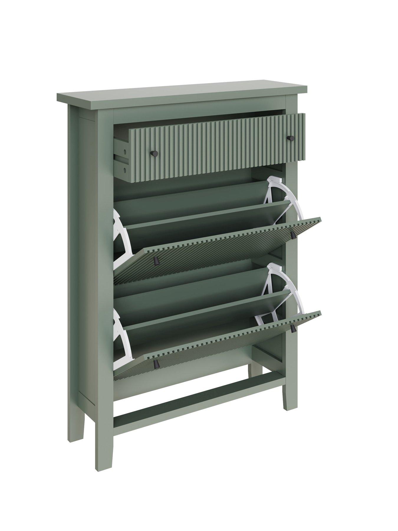 Image 5 of 7 of GFW Bliss 3 Drawer Shoe Cabinet - Green