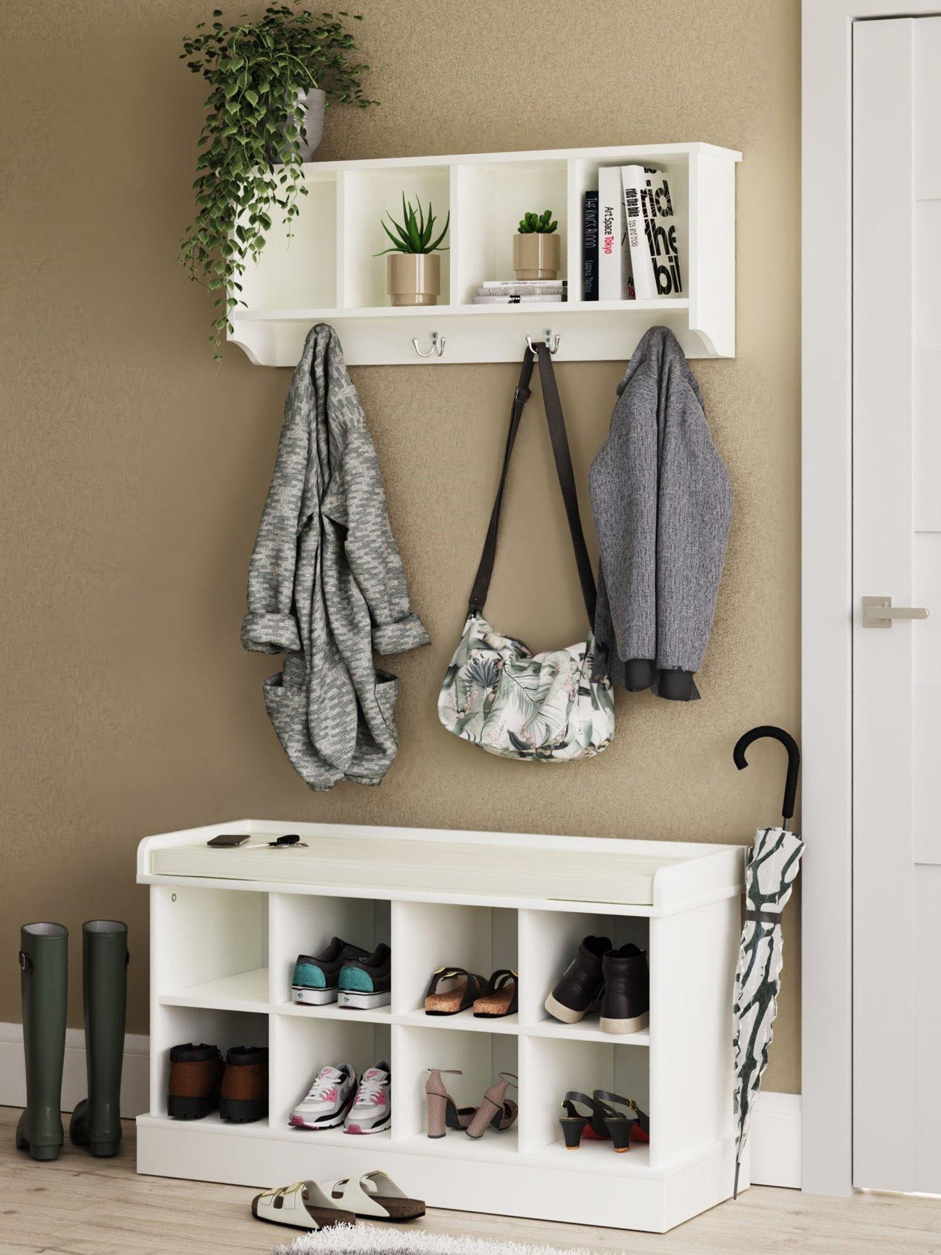 GFW Kempton Shoe Bench + Wall Rack
