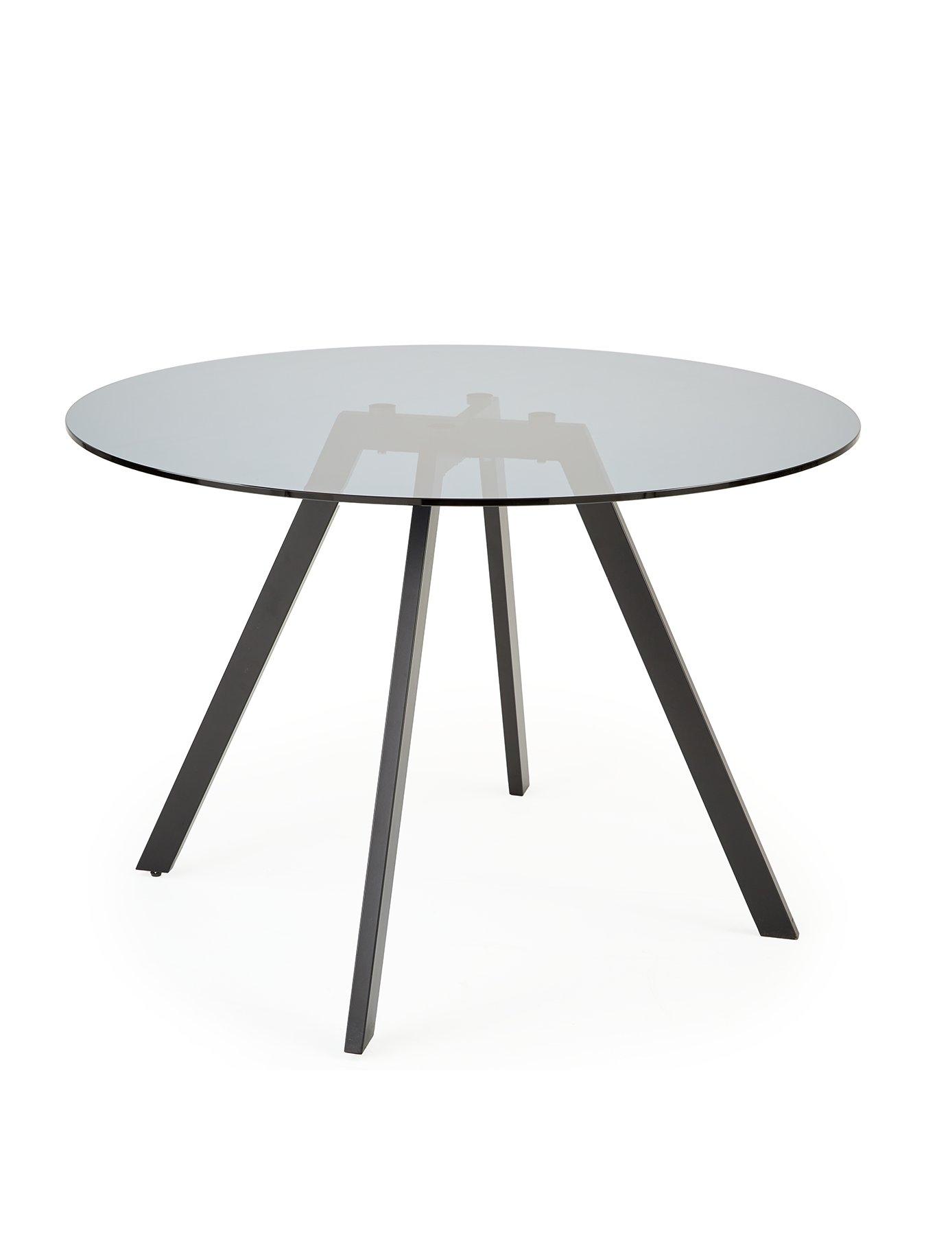 very-home-marlow-110nbspcm-round-smoked-glass-topnbspdining-table-4-fabricnbspchairs-greyblackback