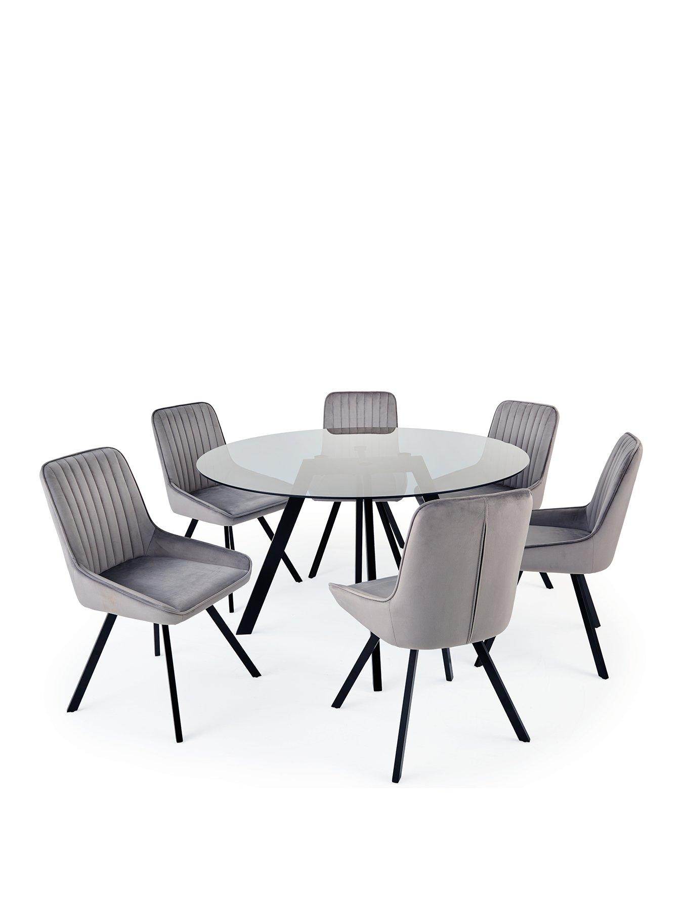 very-home-very-home-marlow-130nbspcm-round-smokednbspglass-top-dining-table-and-6-fabric-chairs-greyblackstillFront