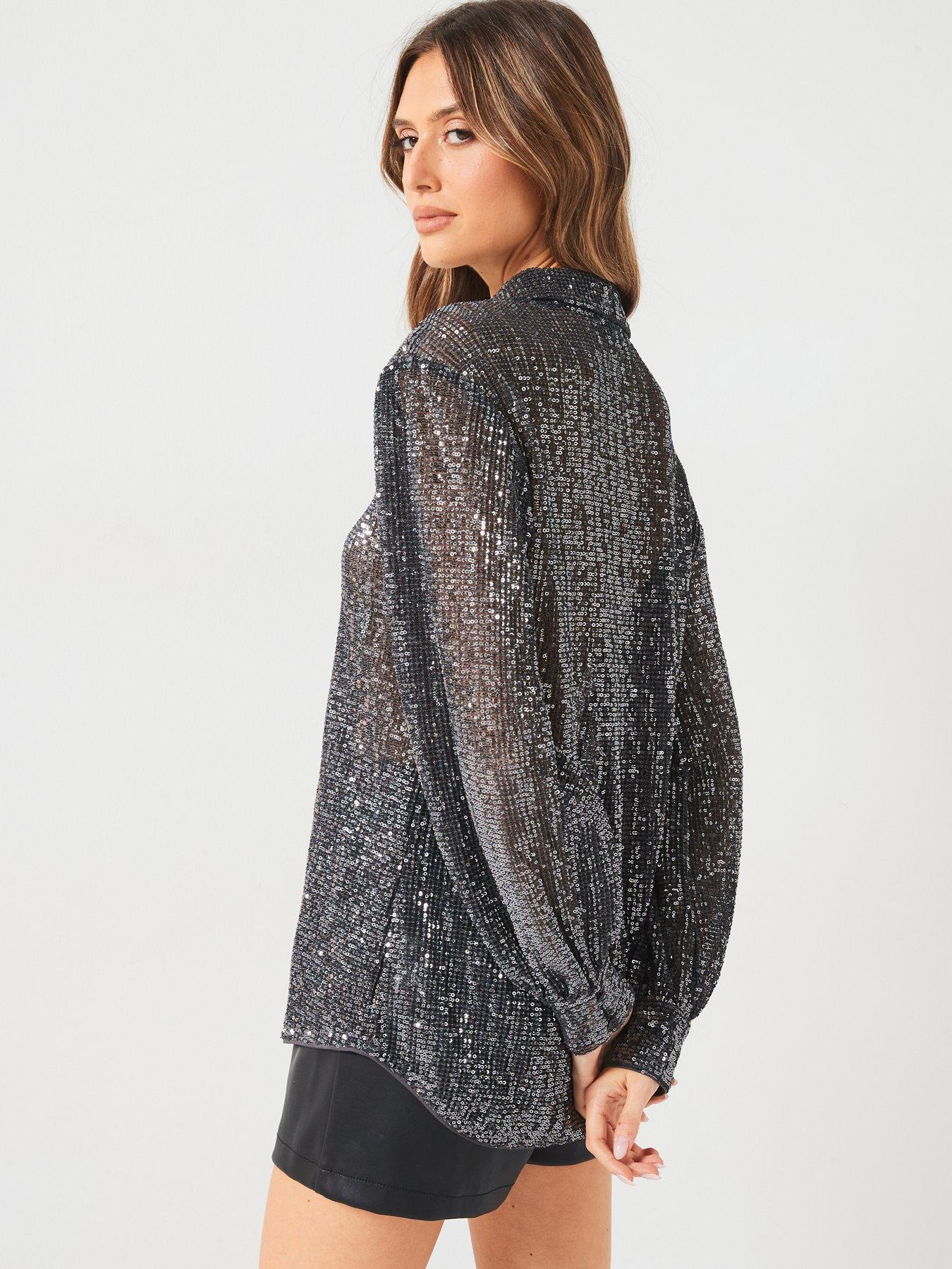 v-by-very-sequin-longline-shirt-greystillFront