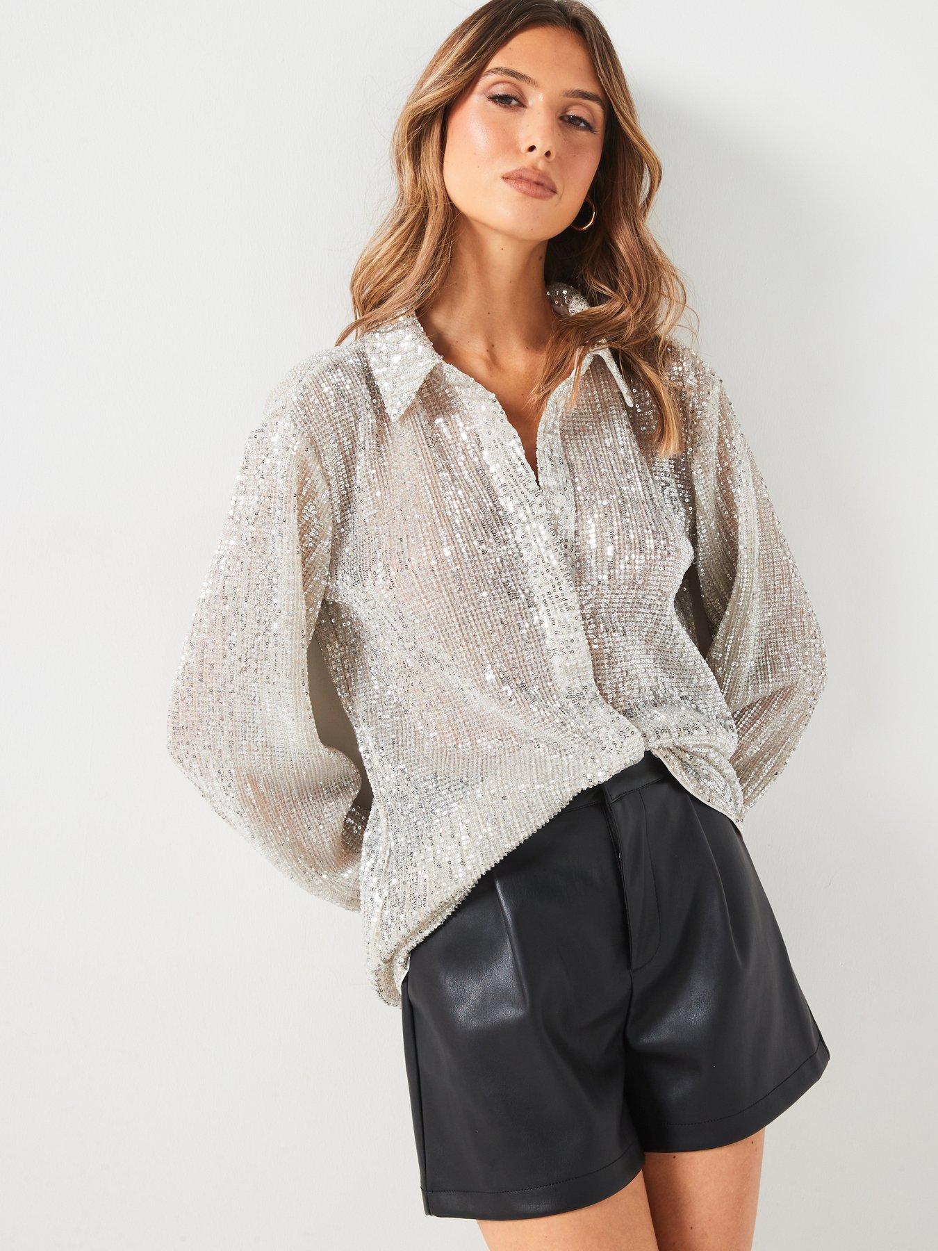 v-by-very-sequin-longline-shirt-champagne