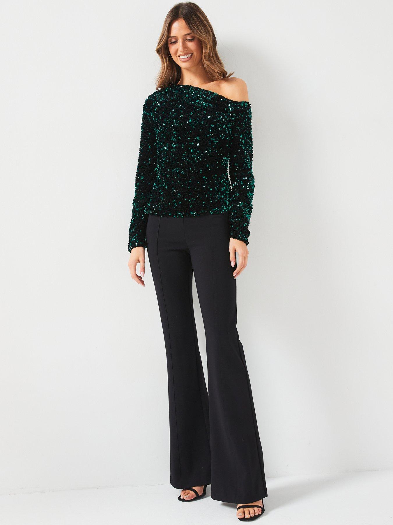 v-by-very-off-the-shoulder-sequin-top-greendetail