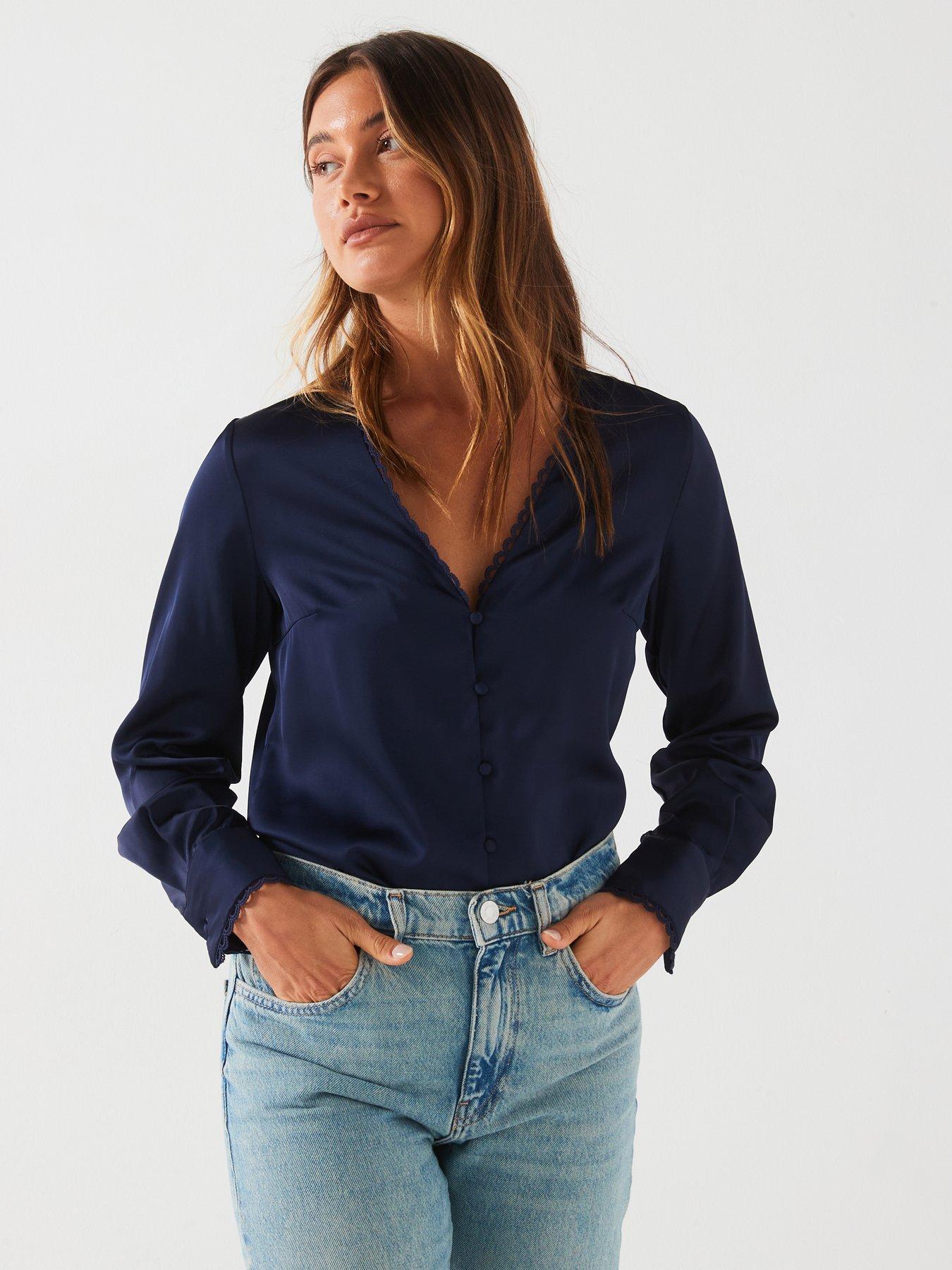 v-by-very-lace-trim-vneck-blouse-navy