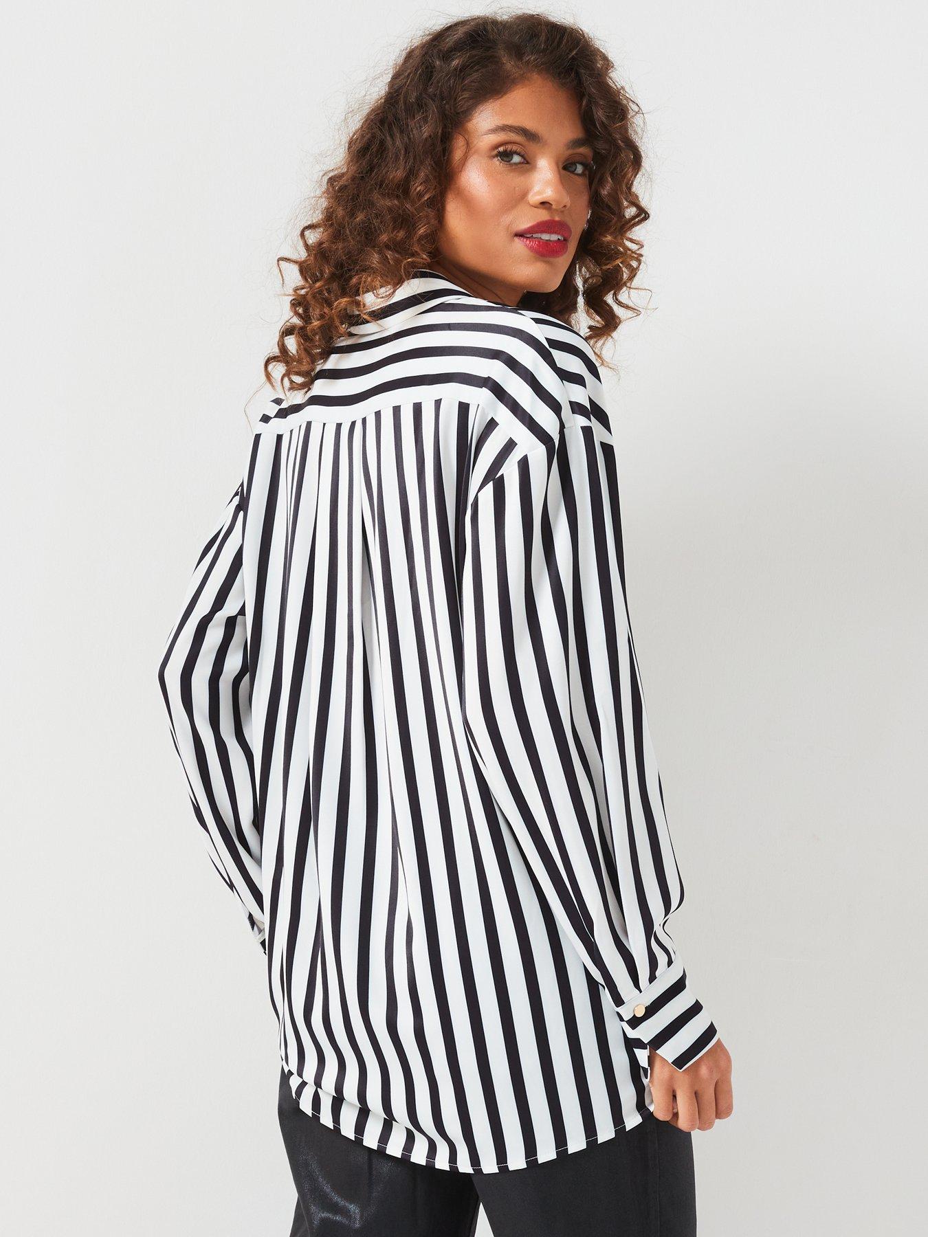 v-by-very-stripe-satin-longline-shirt-blackstillFront