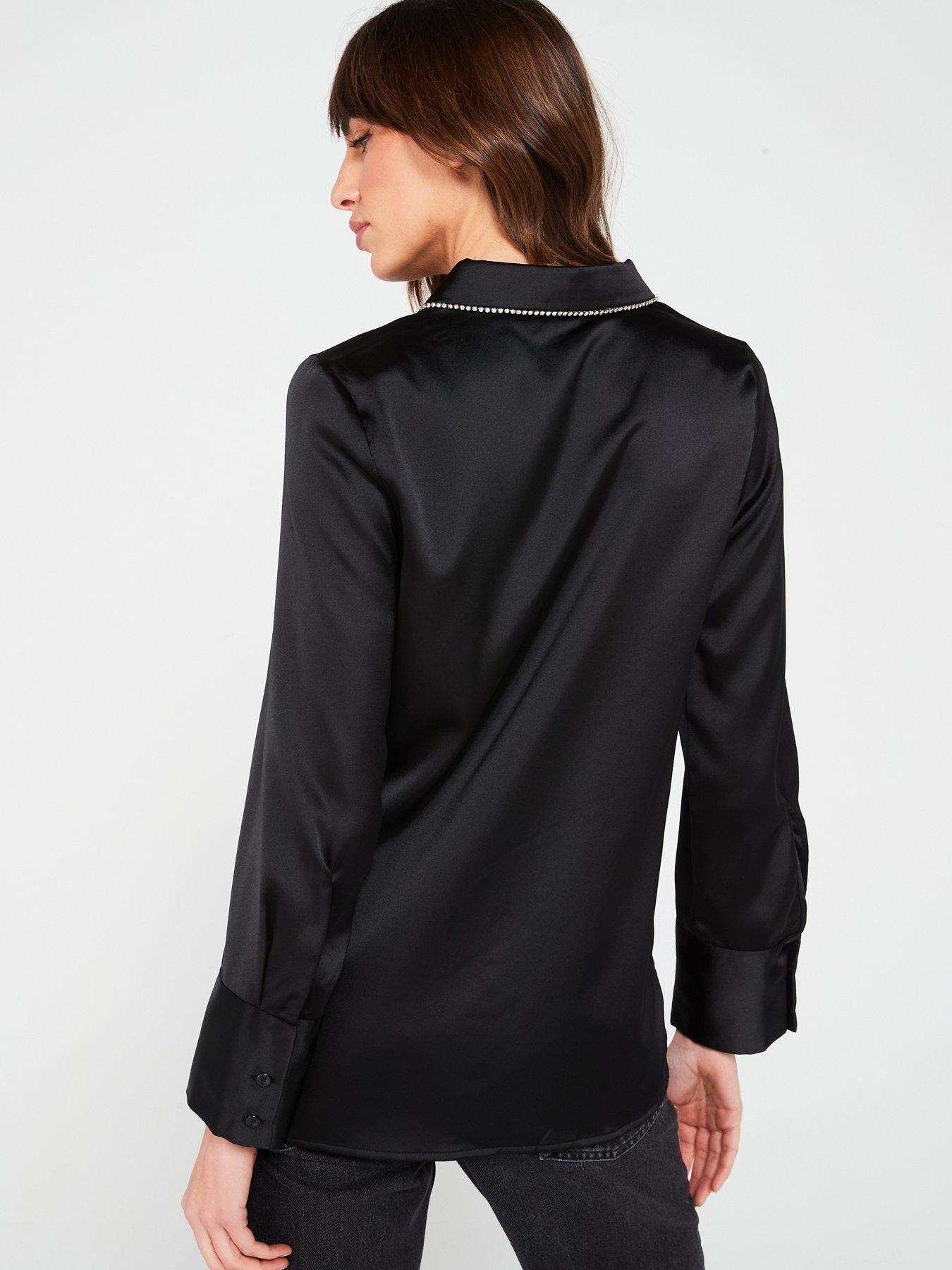 v-by-very-diamante-collar-longline-shirt-blackstillFront