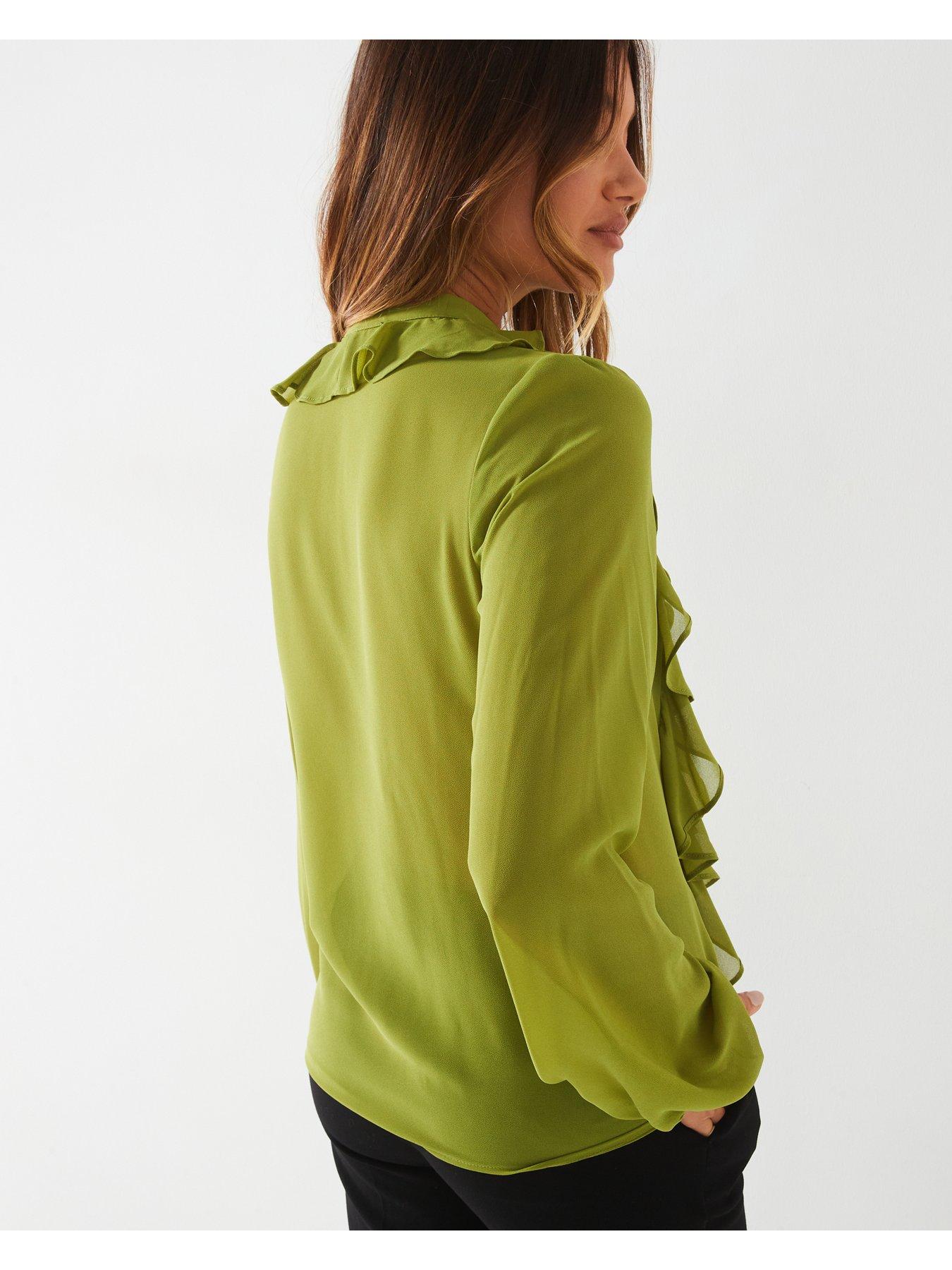 v-by-very-extreme-ruffle-blouse-greenstillFront