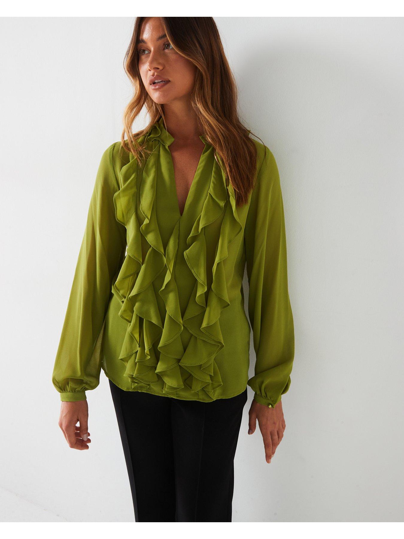 v-by-very-extreme-ruffle-blouse-greenoutfit