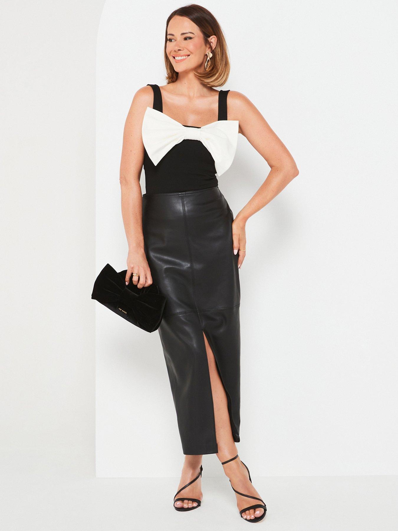 undefined X Carol Byrne PU Midaxi Pencil Skirt - Black
