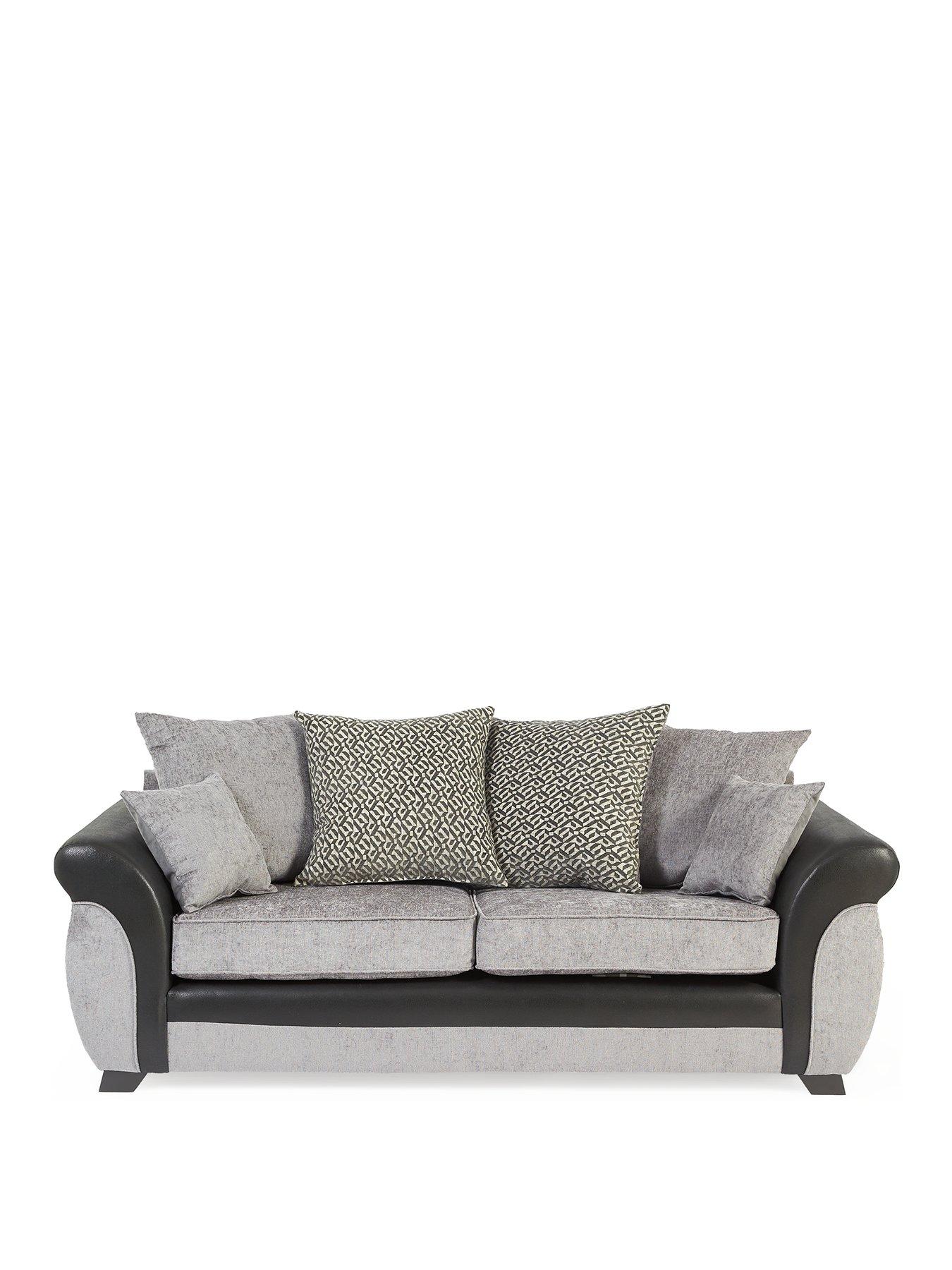 marino-fabricfaux-leather-3-seater-scatter-back-sofa-greyblackstillFront