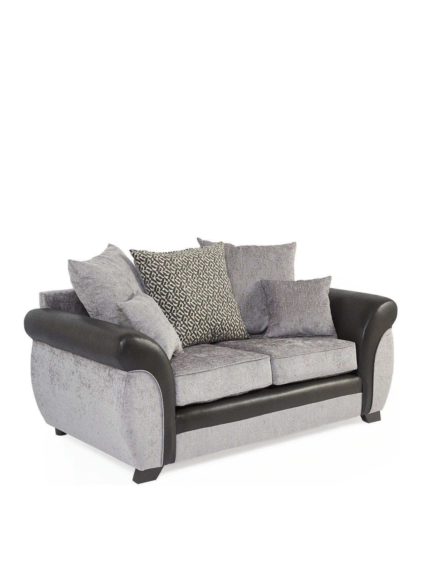 Image 3 of 7 of Very Home Marino Fabric/Faux Leather&nbsp;2 Seater Scatter Back Sofa - Grey/Black&nbsp;- Made in the UK