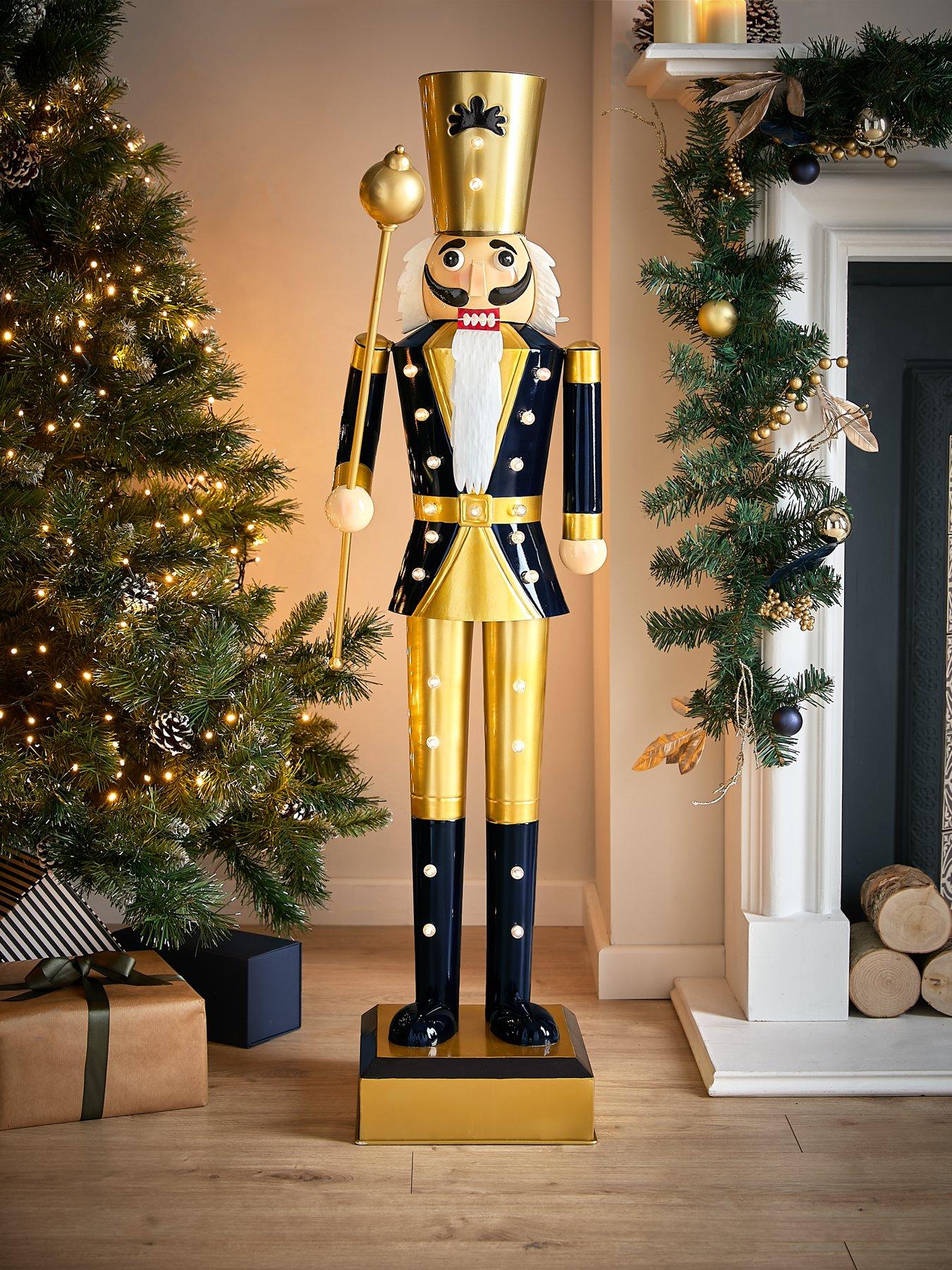 Three Kings 120 cm Lit Giant Christmas Nutcracker - Navy/Gold