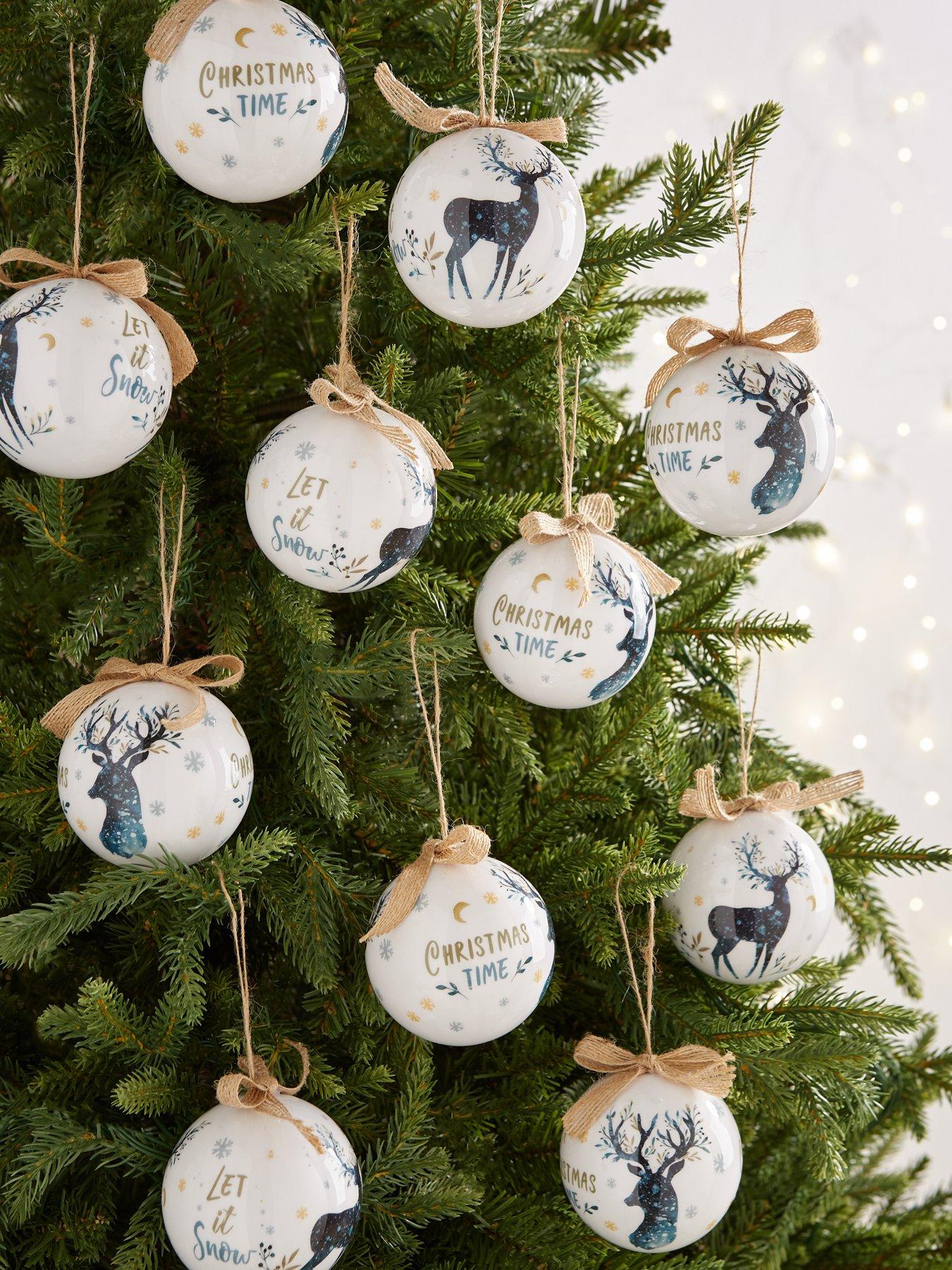 Three Kings Set of 14 Vintage Stag Decoupage Baubles