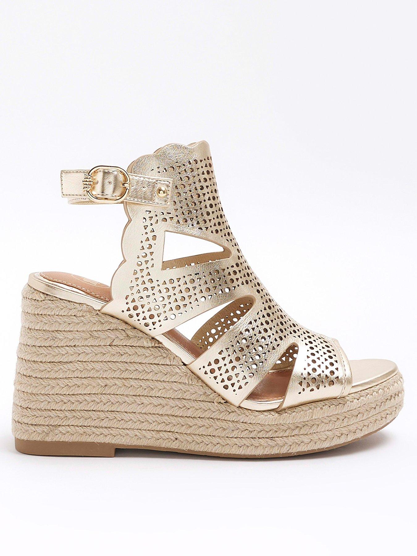 river-island-lasercut-wedge-shoeboot-gold