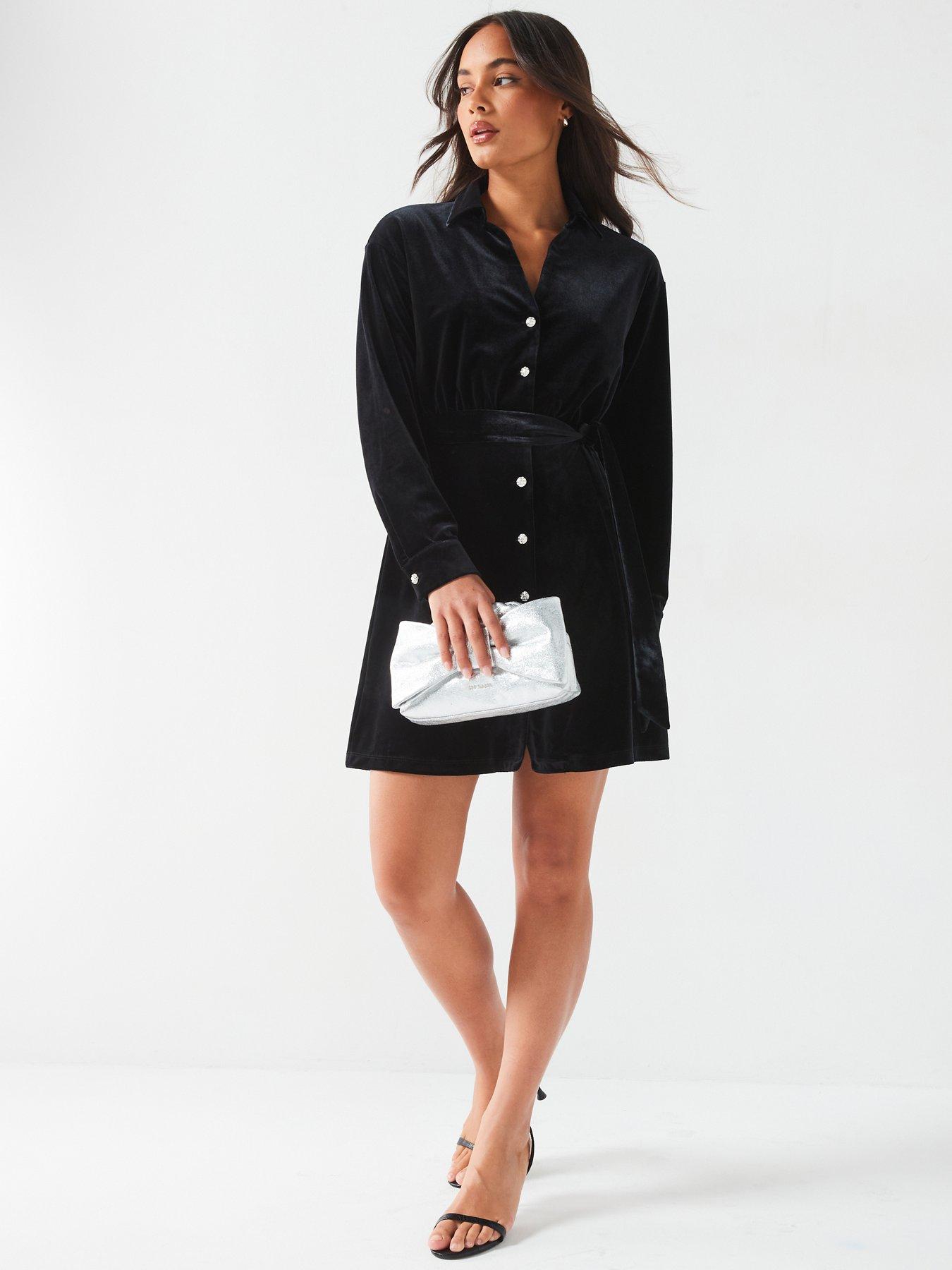 v-by-very-velvet-belted-shirt-dress-black