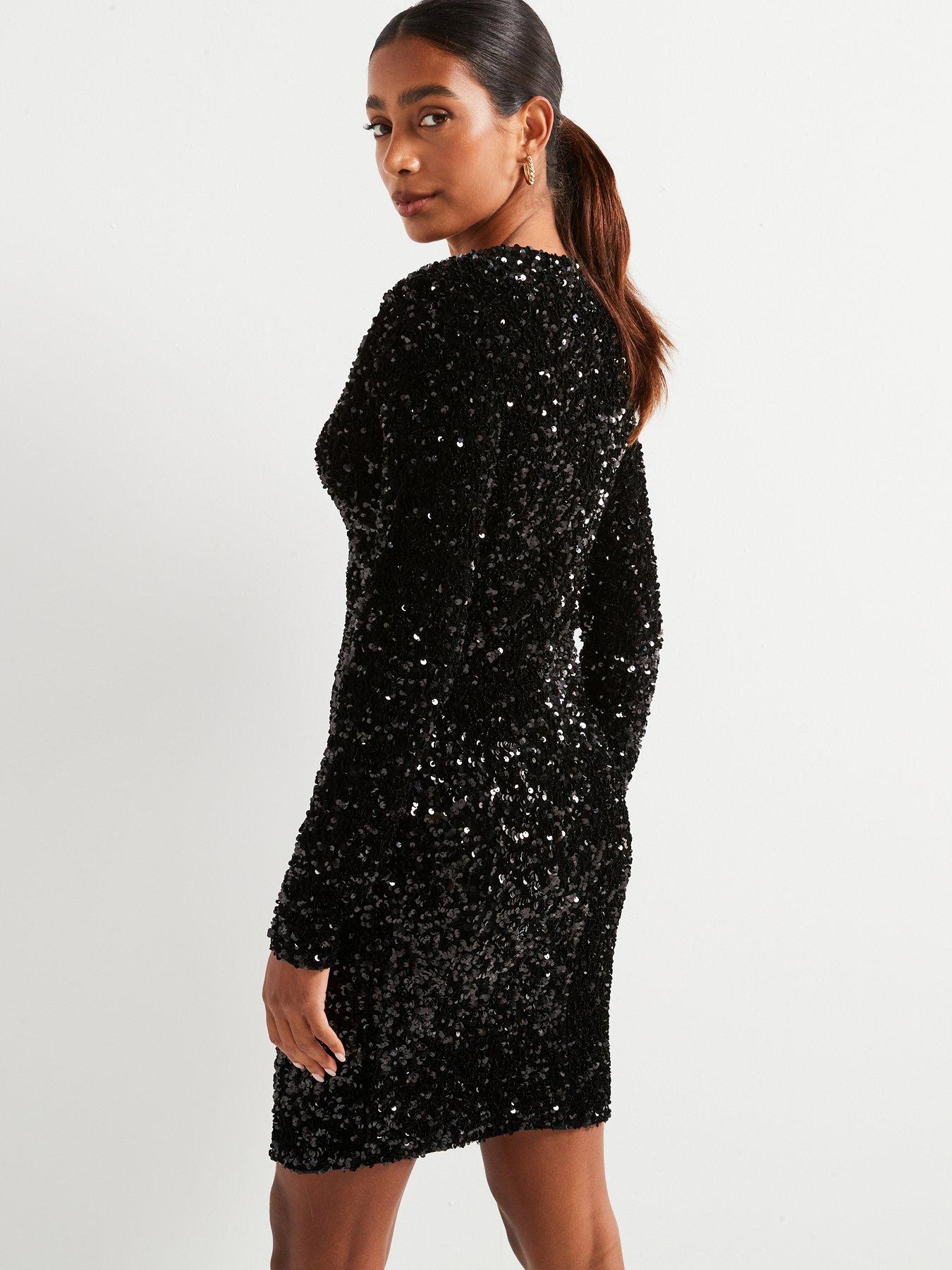 v-by-very-sequin-fitted-mini-dress-blackstillFront