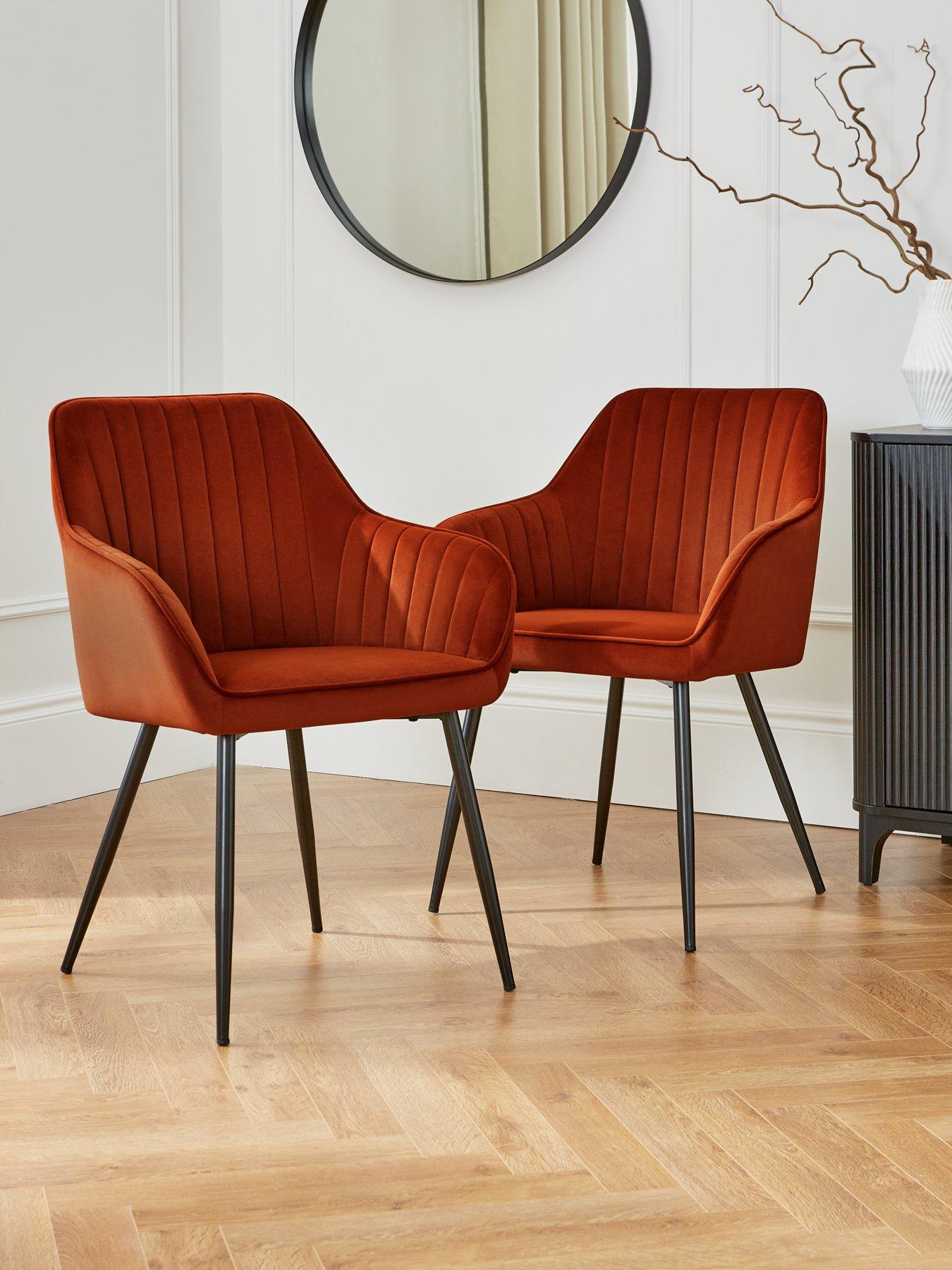 Image 1 of 7 of Very Home Alisha Pair of Fabric Dining Chairs - Rust&nbsp;- FSC&reg; Certified